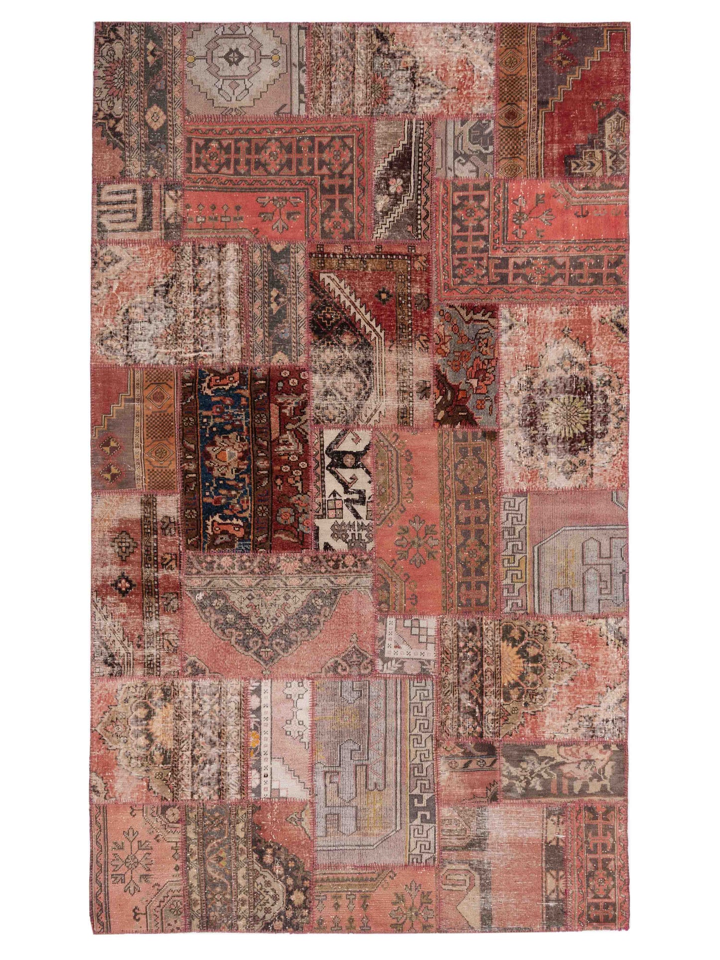 Pasha Turkish Vestige Patchwork Pink Brown Contemporary