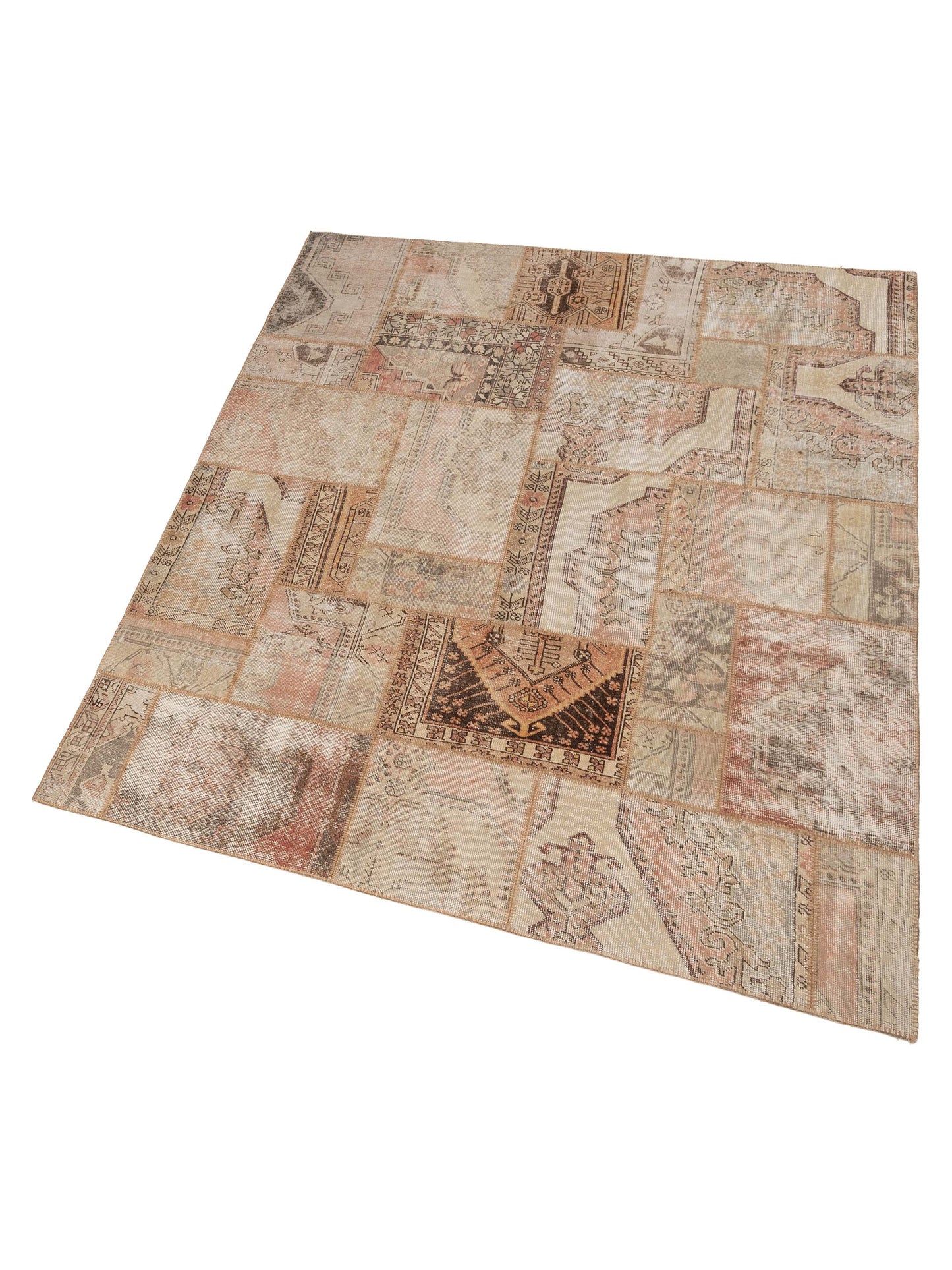 Turkish Vestige Patchwork 111891 Light Brown 8.3x9.8 Hand Knotted Rug