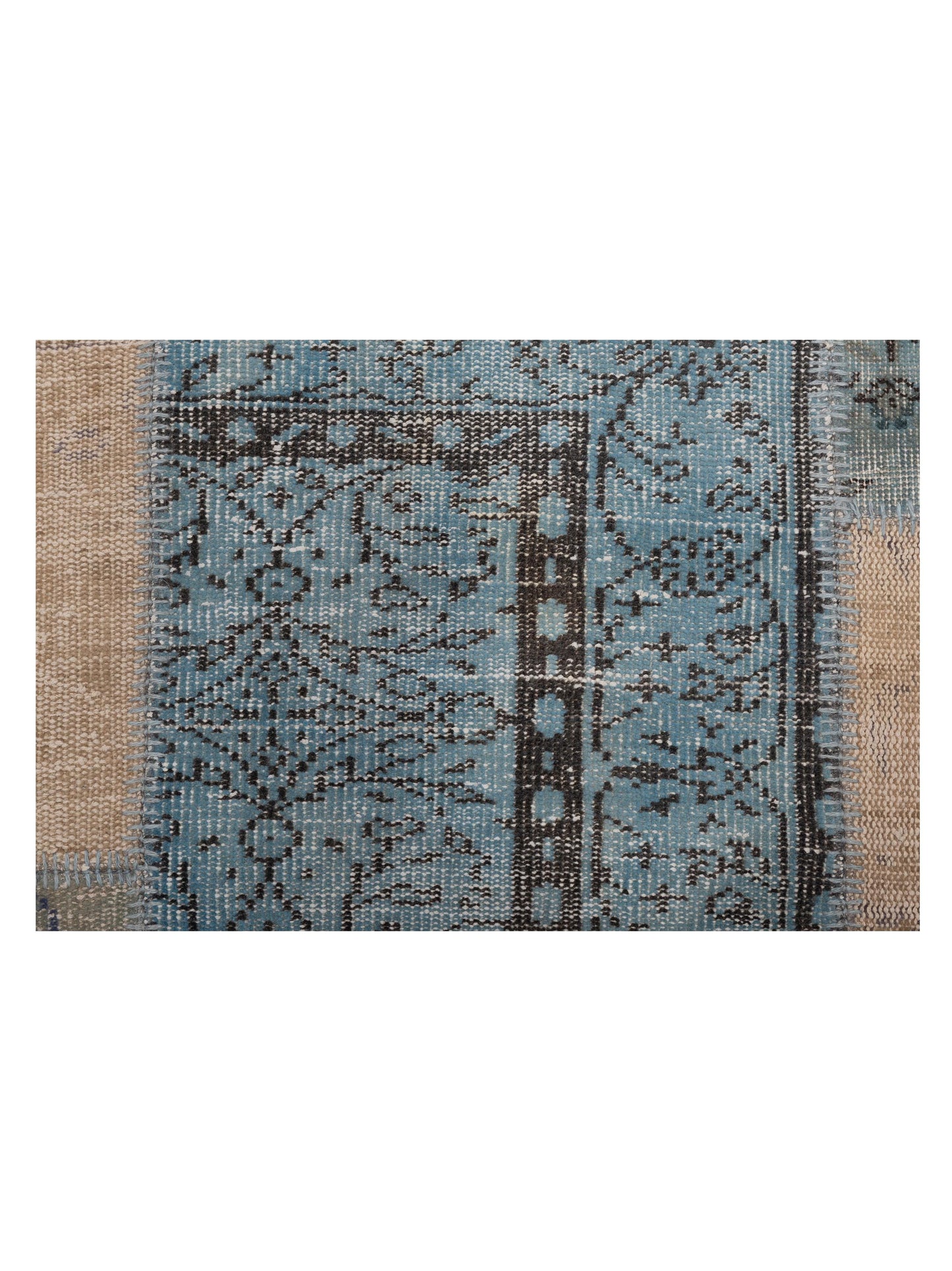 Turkish Vestige Patchwork 111912 Ivory Blue 9.8x13.2 Hand Knotted Rug