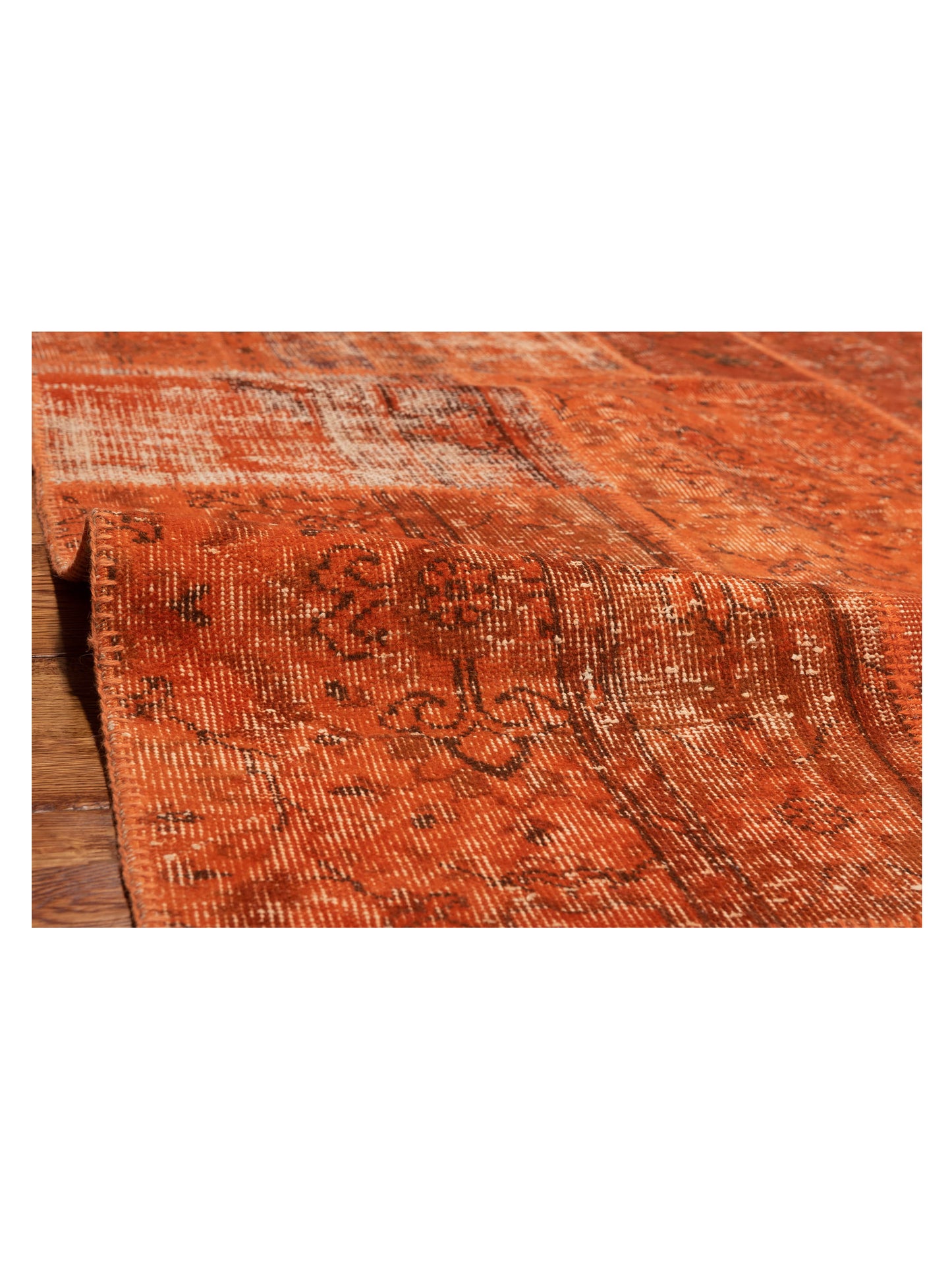 Turkish Vestige Patchwork 111938 Orange 8.2x9.8 Hand Knotted Rug