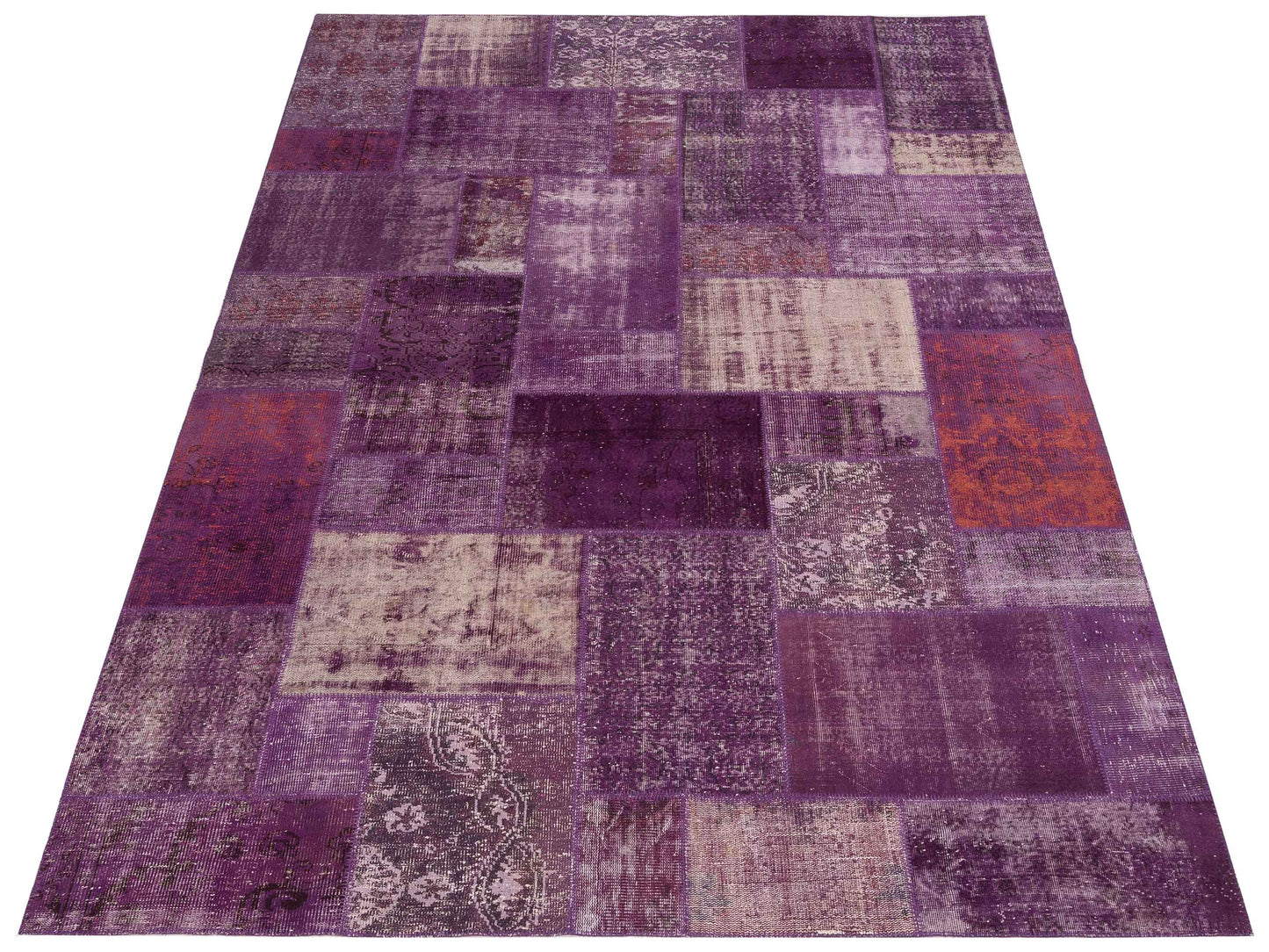 Turkish Vestige Patchwork 111941 Purple 9x12 Hand Knotted Rug