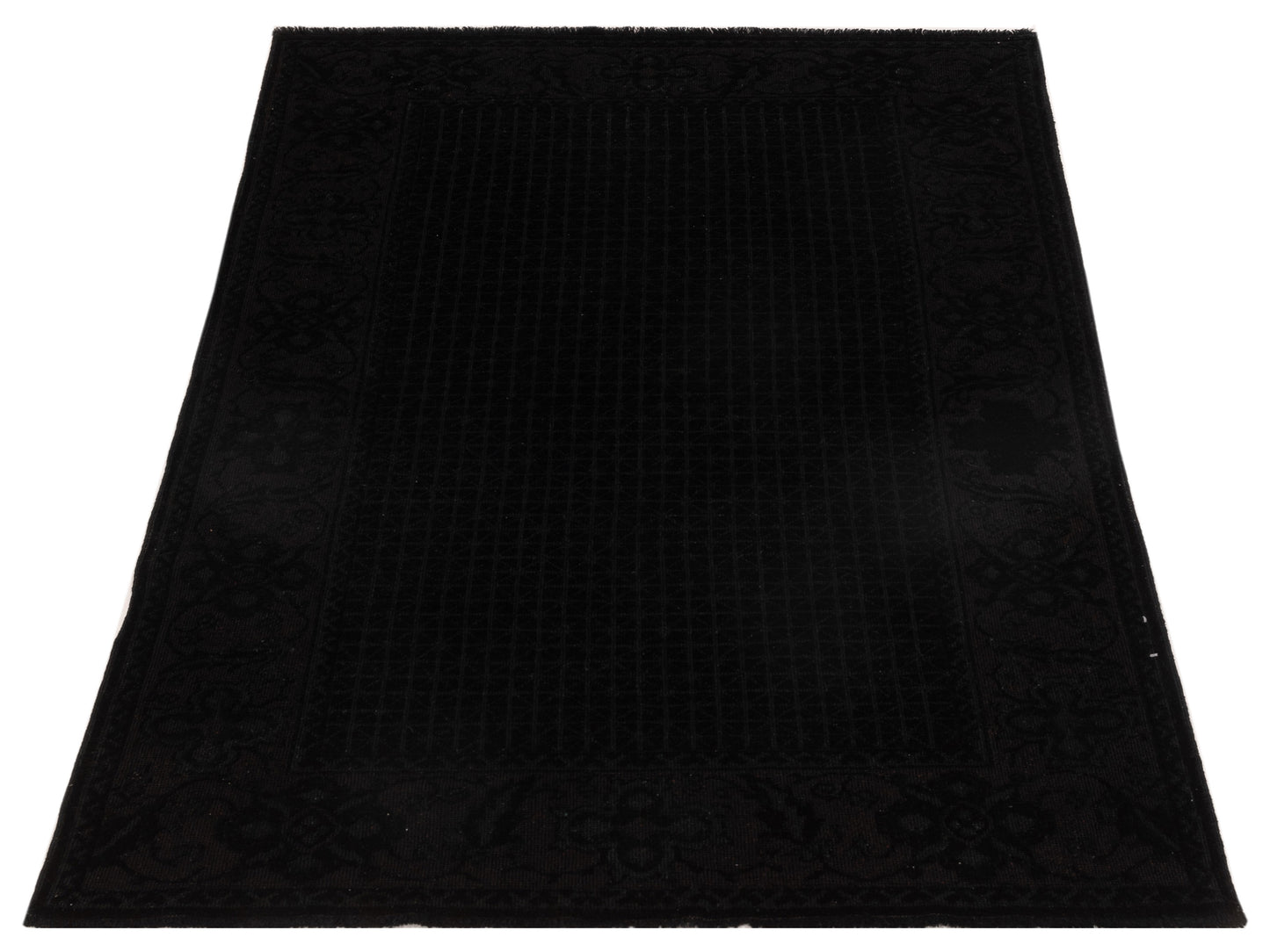 Vintage 111988 Black 4x6 Hand Knotted Rug