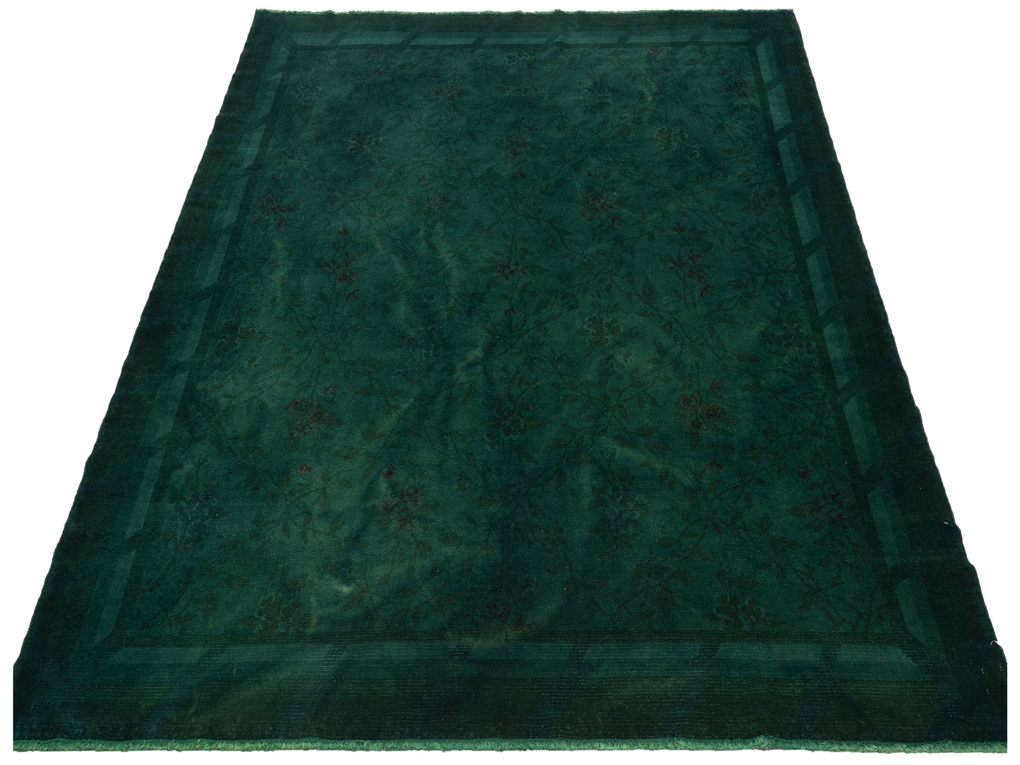 Vintage 112152 Green 8.3x9.7 Hand Knotted Rug