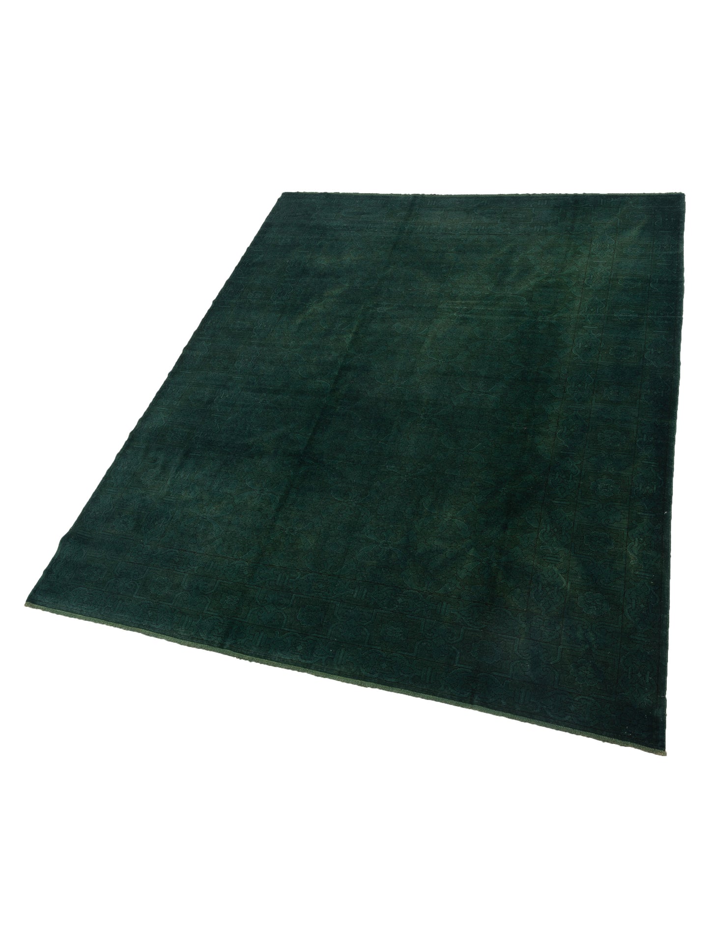 Vintage 112156 Dark Green 9.2x11.6 Hand Knotted Rug