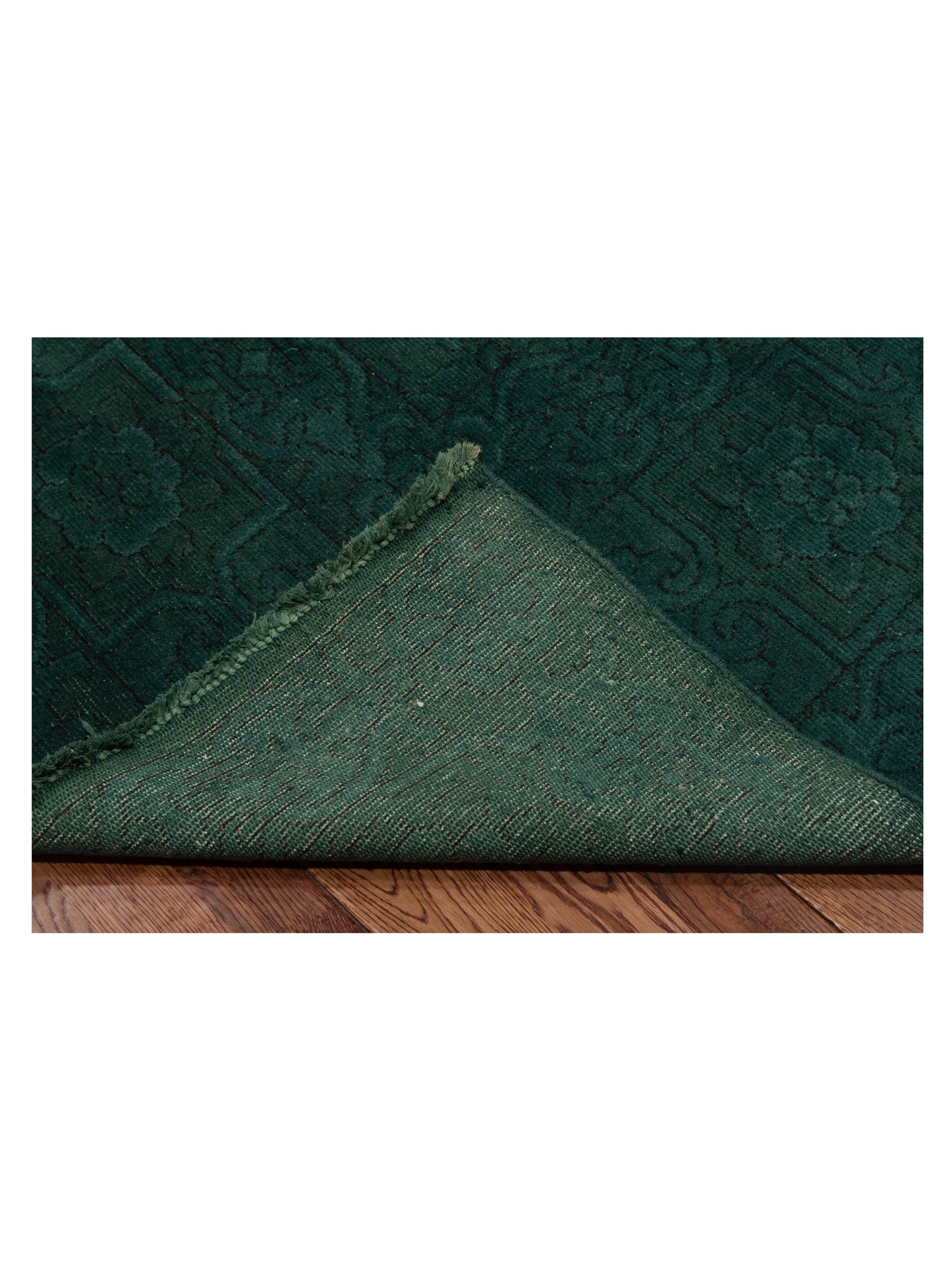 Vintage 112156 Dark Green 9.2x11.6 Hand Knotted Rug