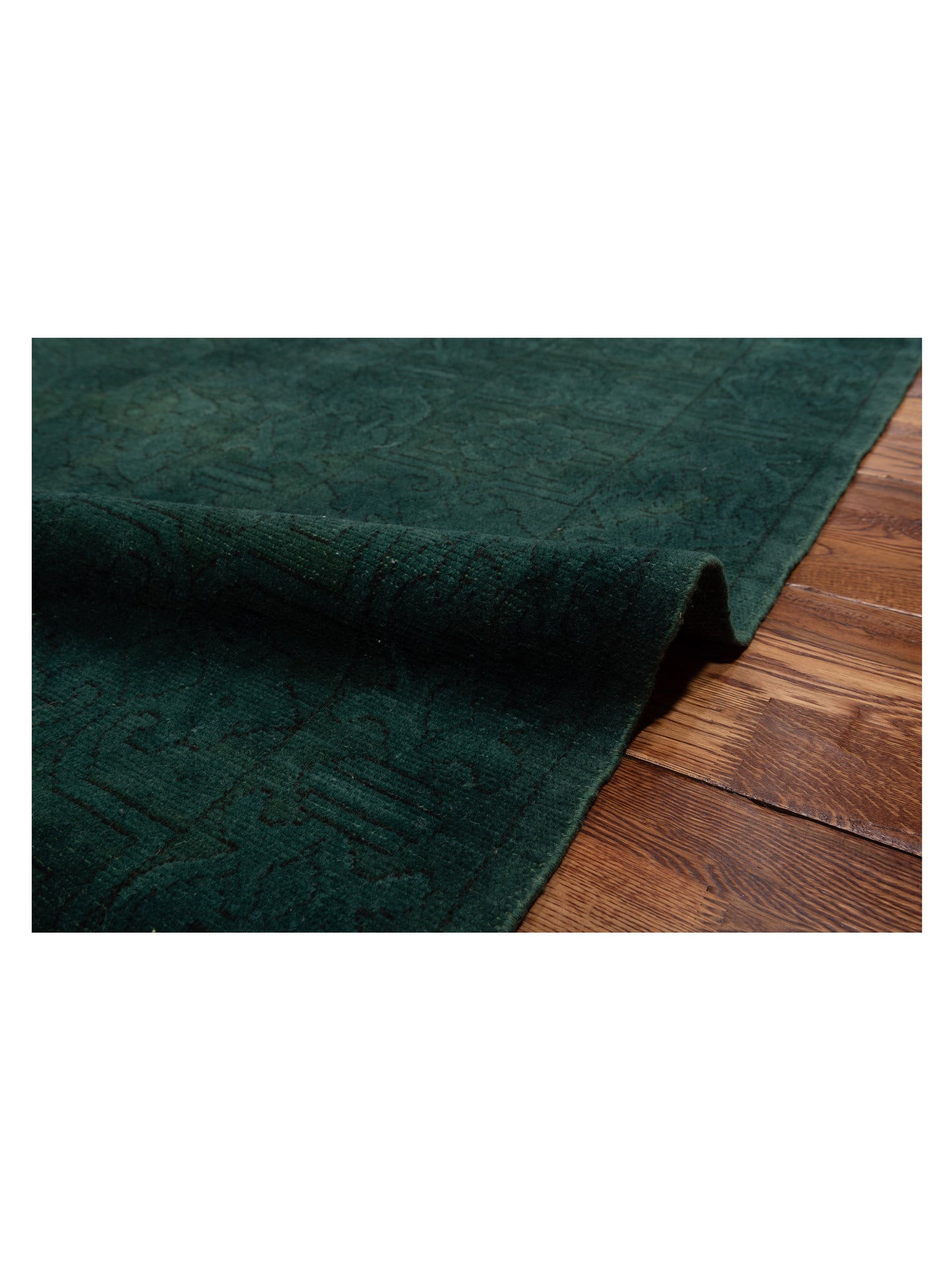 Vintage 112156 Dark Green 9.2x11.6 Hand Knotted Rug