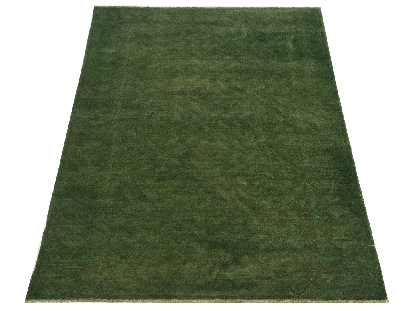 Vintage 112162 Green 5.10x9.8 Hand Knotted Rug