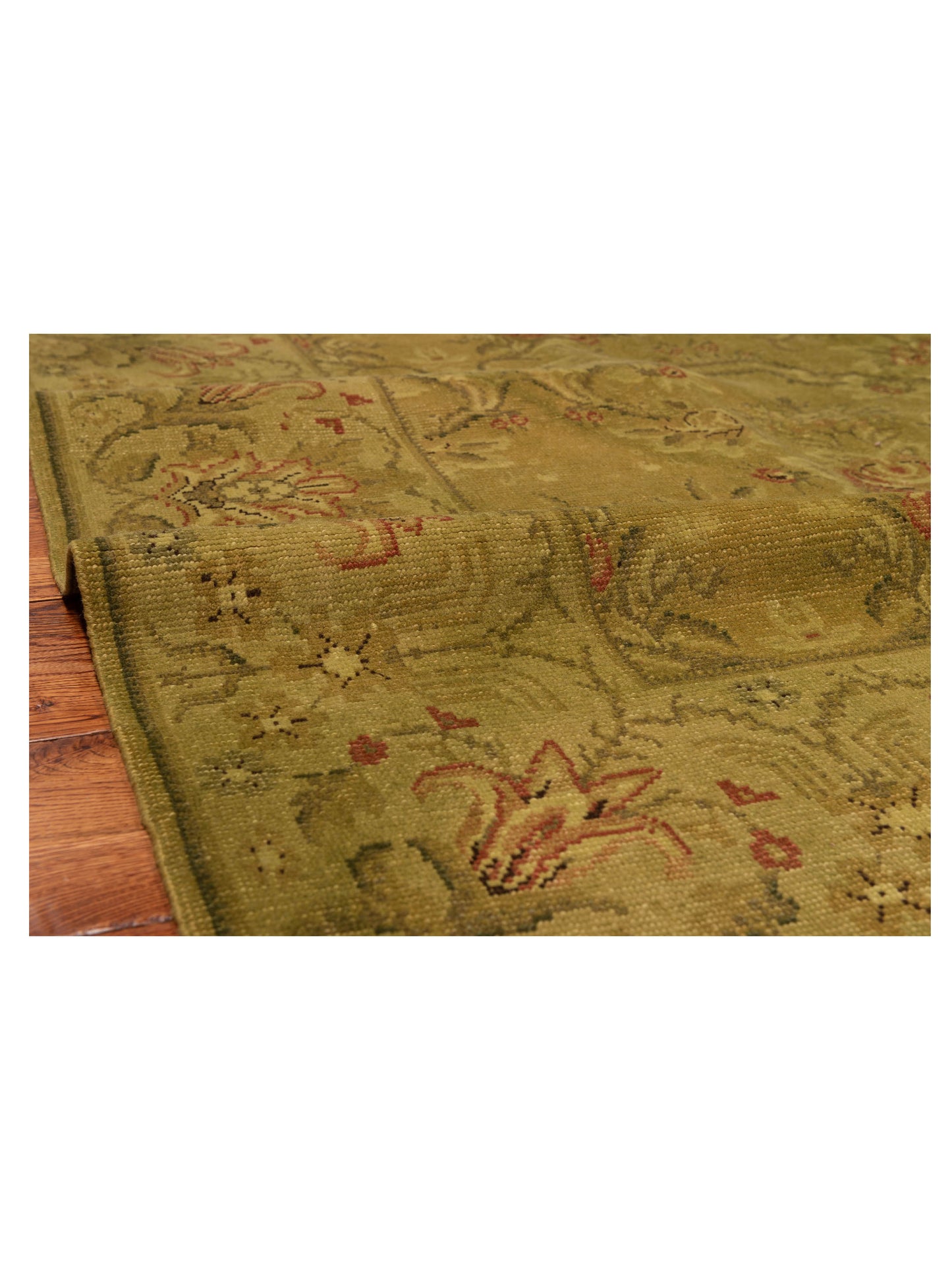 Vintage 112163 Green 8x9.8 Hand Knotted Rug