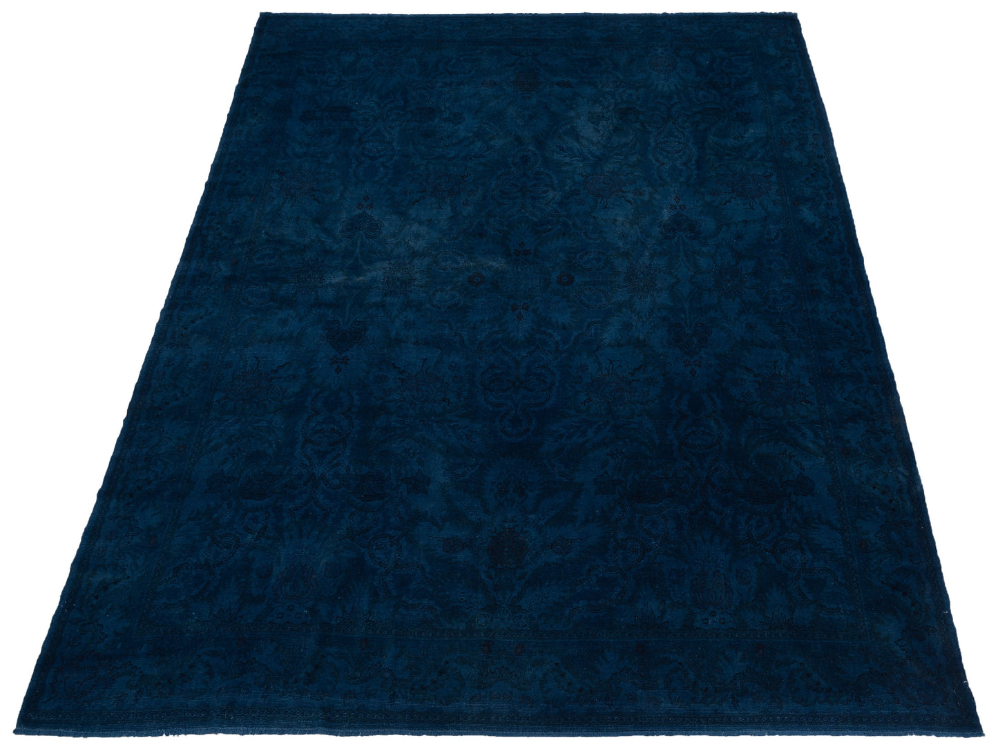 Vintage 112166 Dark Blue 12.3x14.9 Hand Knotted Rug