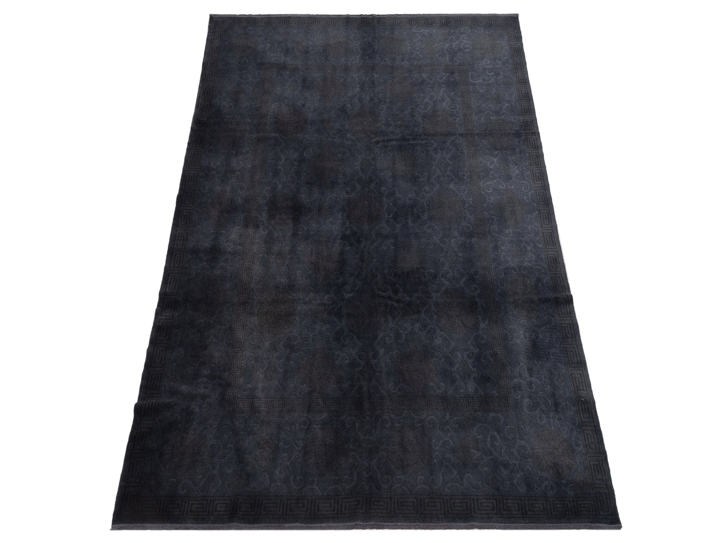 Vintage 112168 Dark Gray 8.1x9.8 Hand Knotted Rug