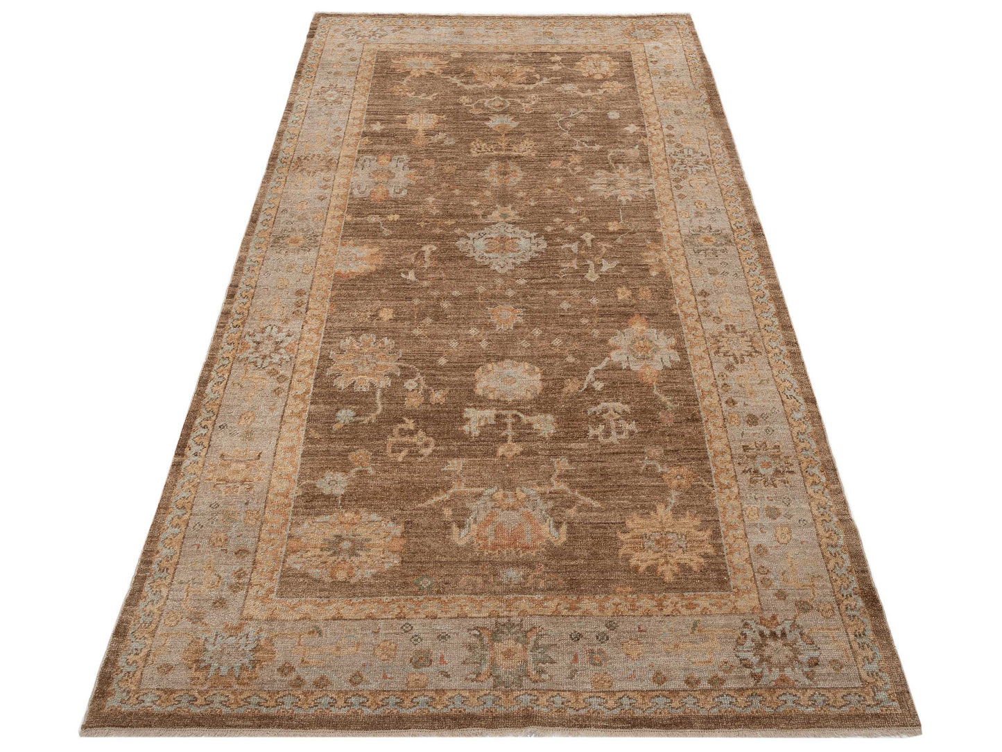 Angora Oushak 112181 Brown Silver 5.9x11.4 Hand Knotted Rug