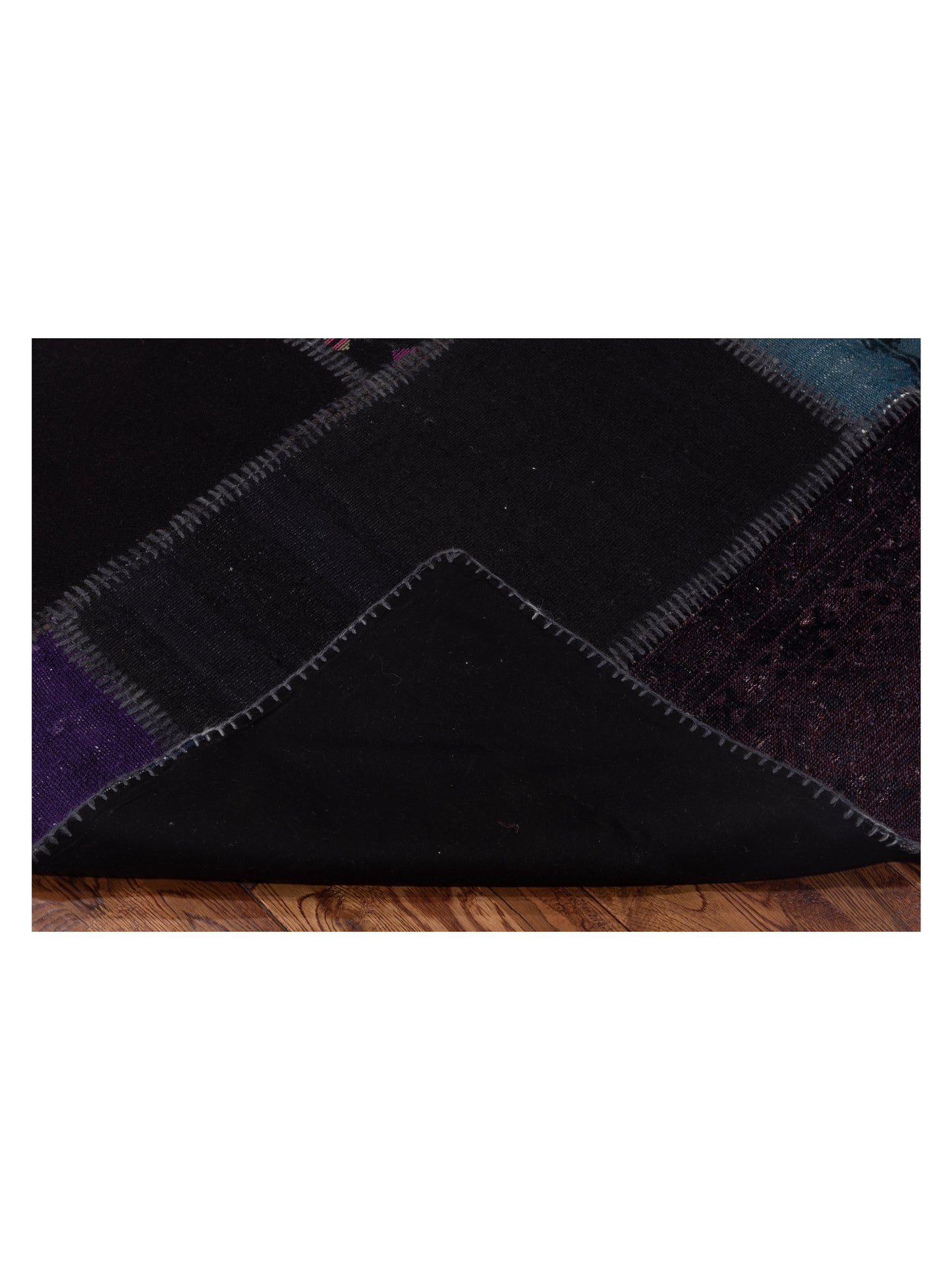 Turkish Vestige Patchwork 112288 Black Black 4.10x6.9 Hand Knotted Rug