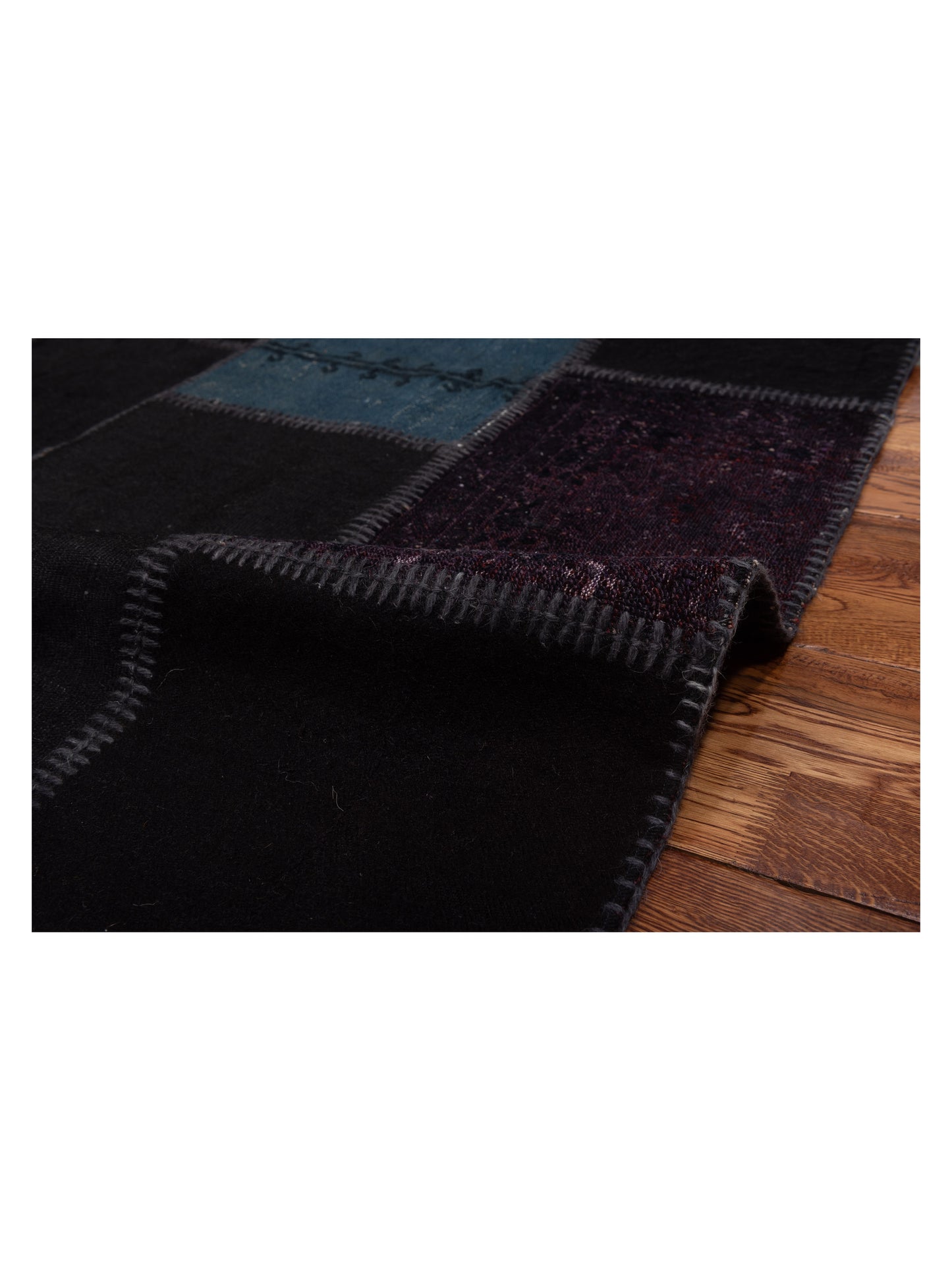 Turkish Vestige Patchwork 112288 Black Black 4.10x6.9 Hand Knotted Rug