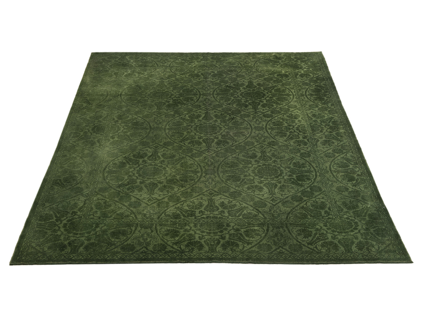 Color Bouquet 112308 Green Green 8.6x9.9 Hand Knotted Rug