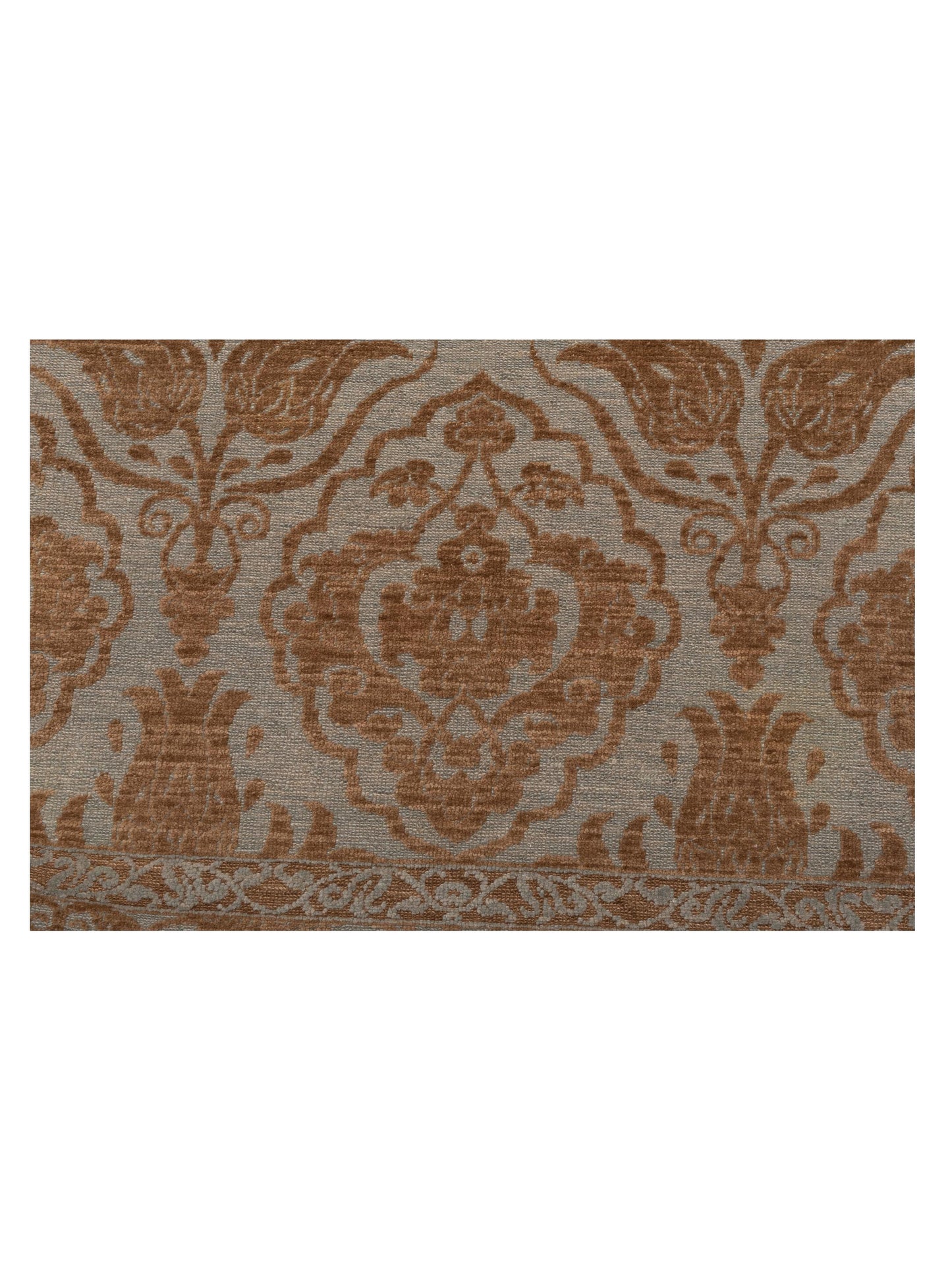 Defne Tulip Ice Blue Brown 8.5x9.10 Hand Knotted Rug