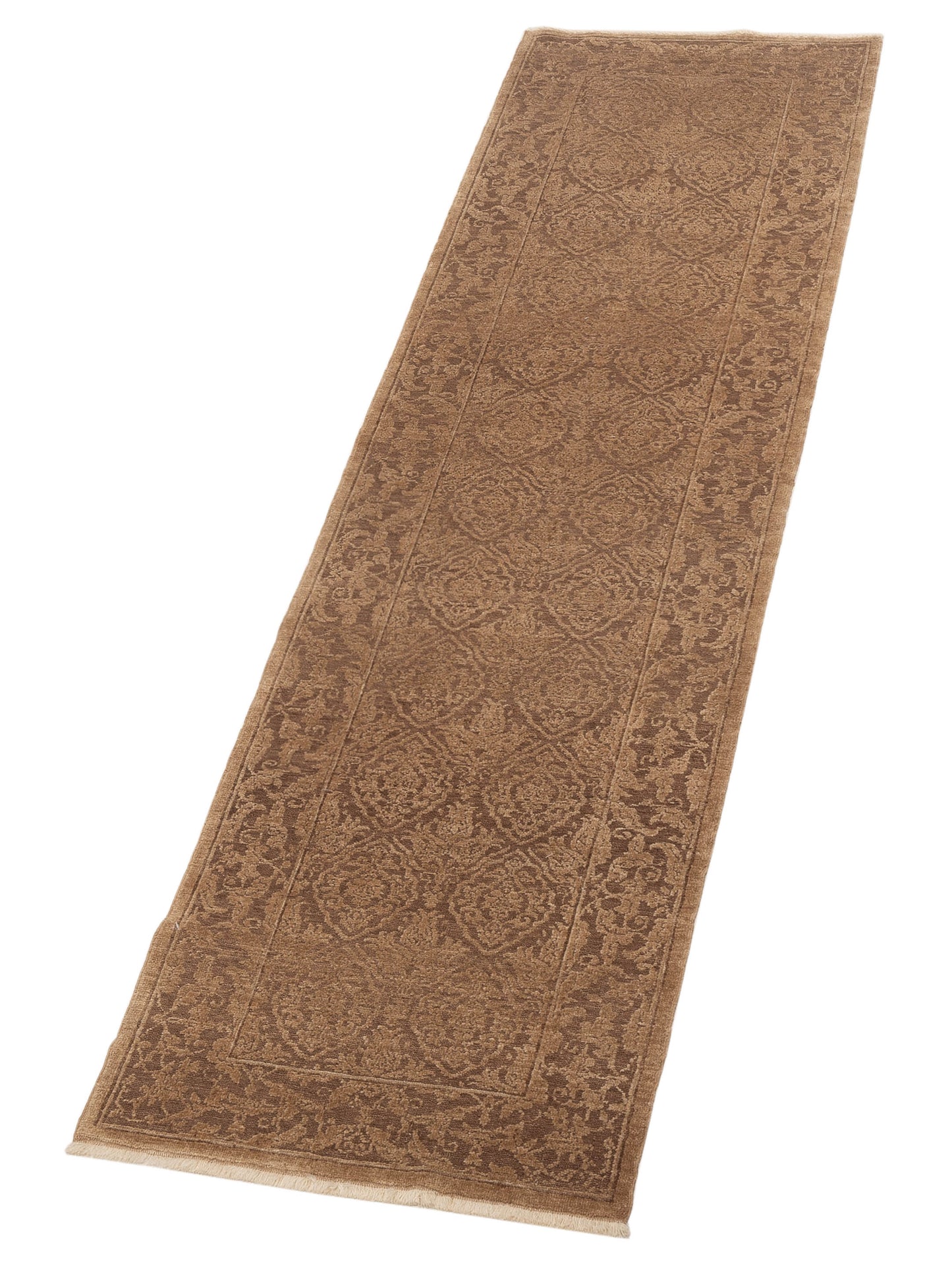 Defne Tulip Dark Brown Brown 2.7x9.5 Hand Knotted Rug