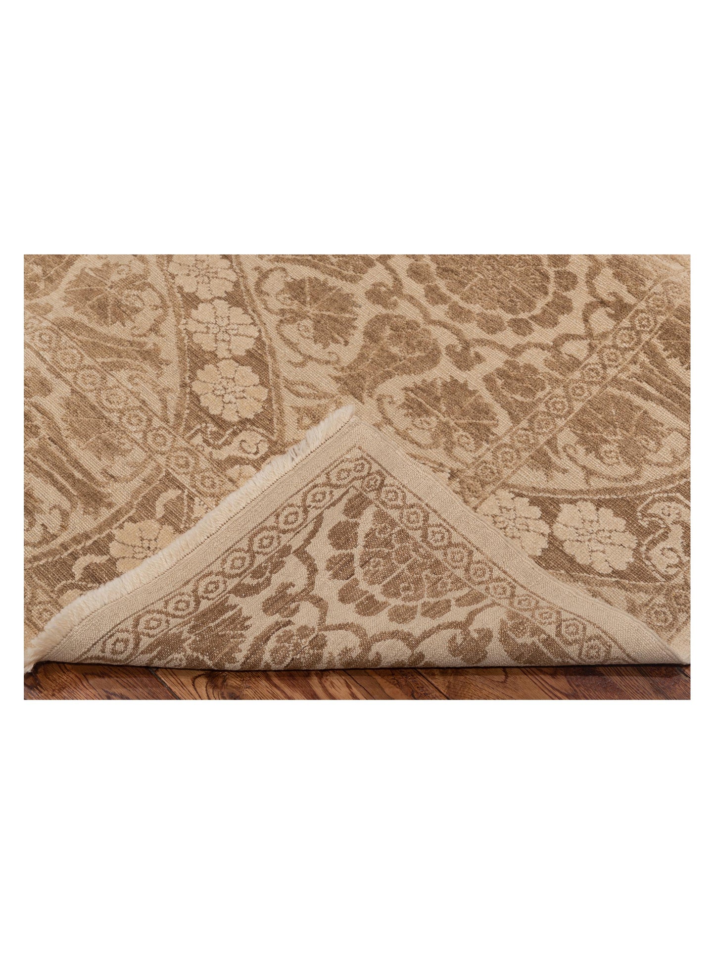 Defne Lotus Cream Light Brown 6.3x8.9 Hand Knotted Rug