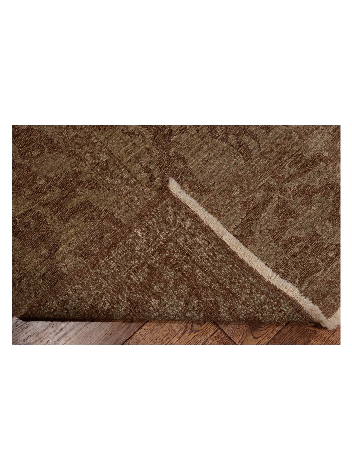 Defne Tulip Dark Brown Green 8.5x9.11 Hand Knotted Rug