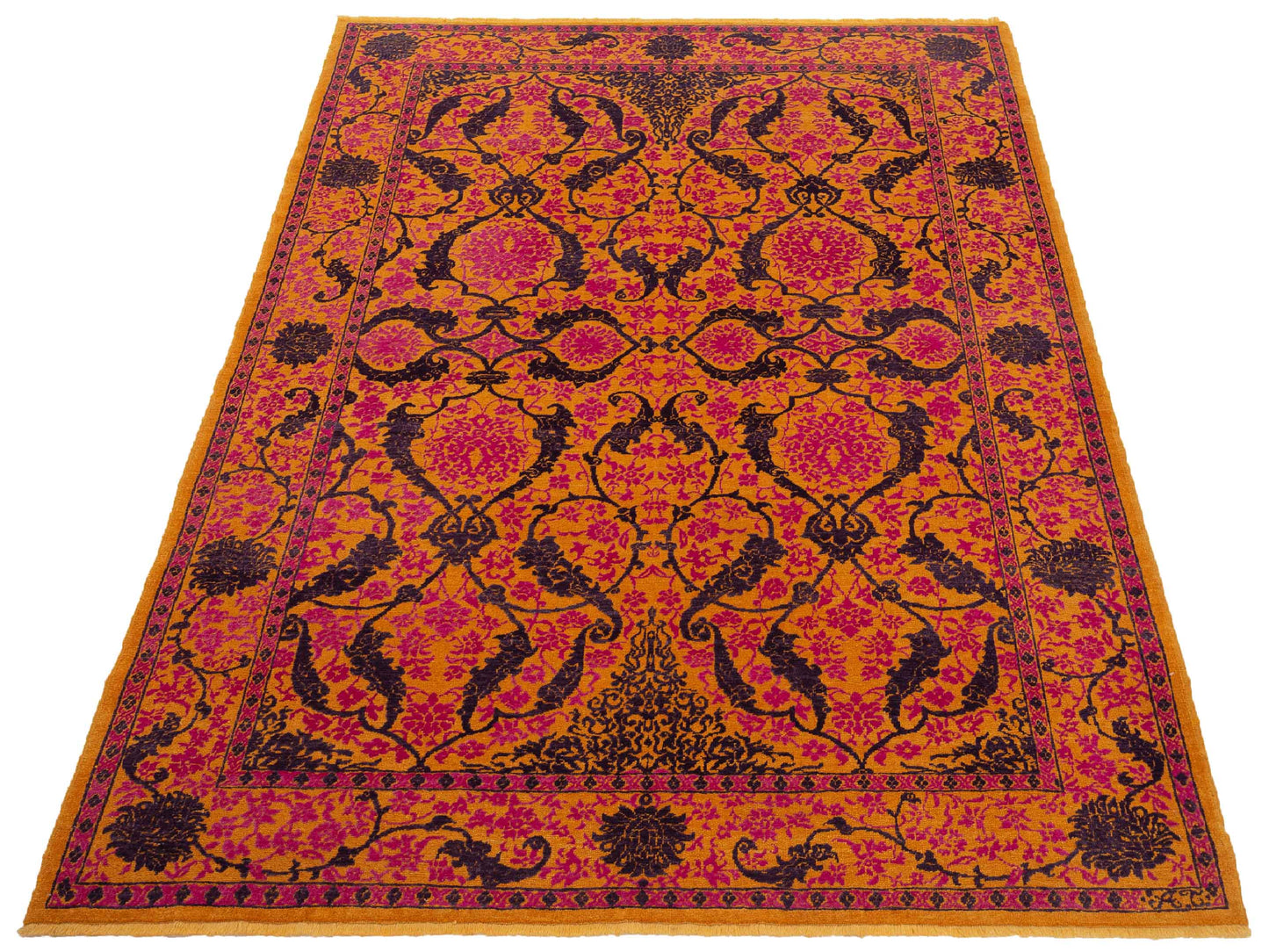 Defne Orchid Yellow Pink 6.7x8.10 Hand Knotted Rug