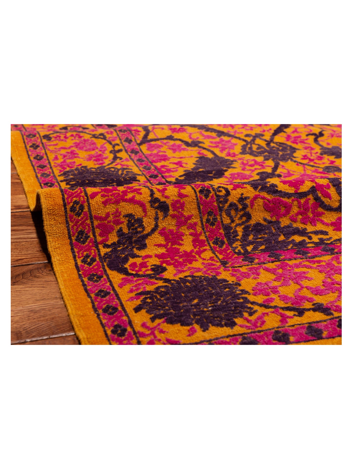 Defne Orchid Yellow Pink 6.7x8.10 Hand Knotted Rug