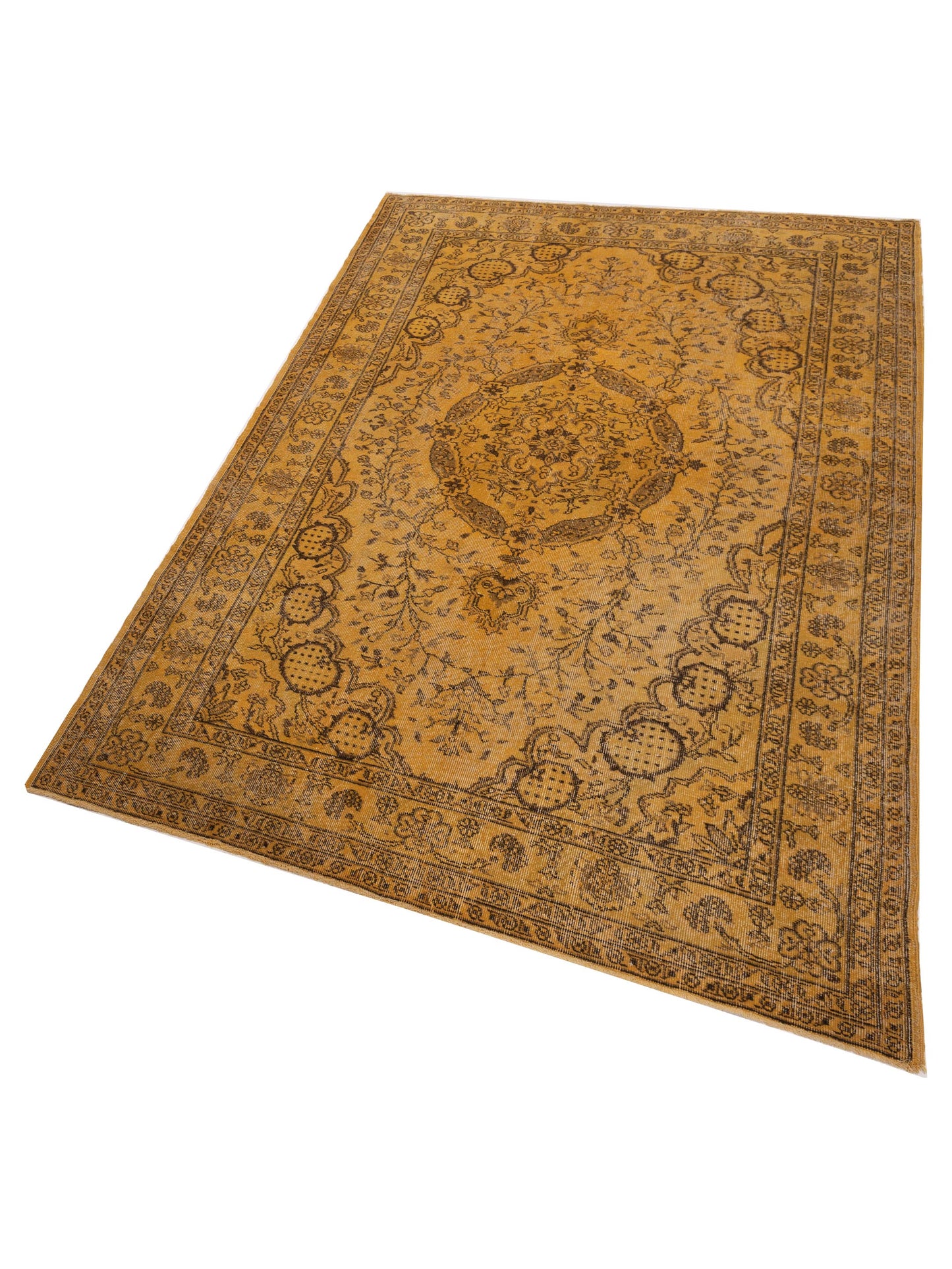 Vintage 112366 Yellow 6.9x9.9 Hand Knotted Rug