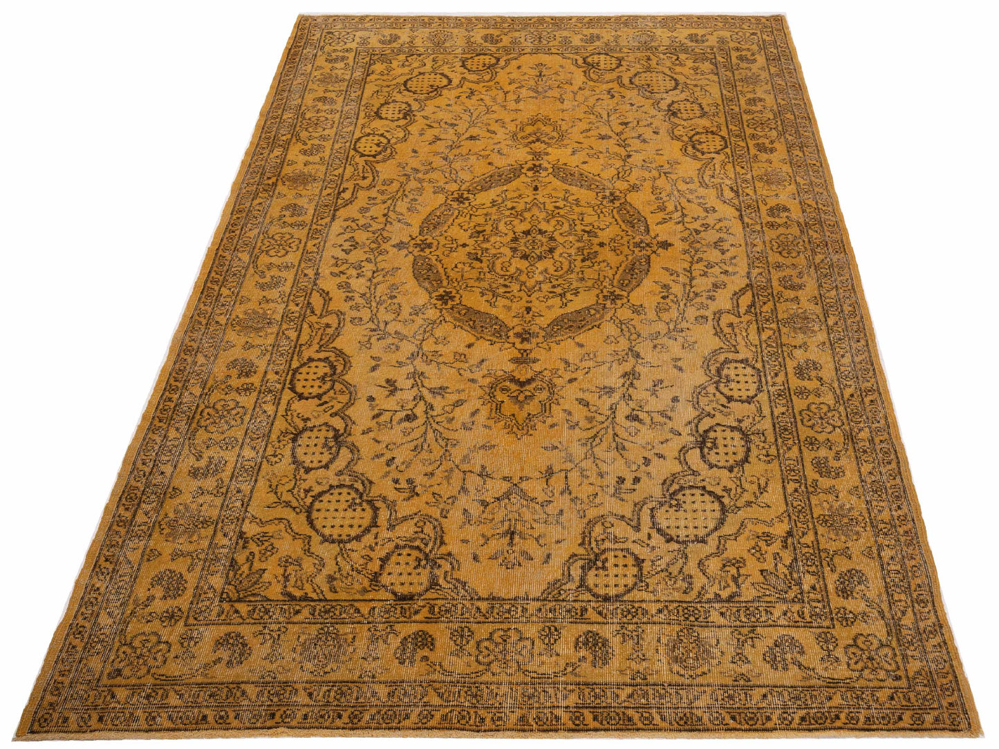 Vintage 112366 Yellow 6.9x9.9 Hand Knotted Rug