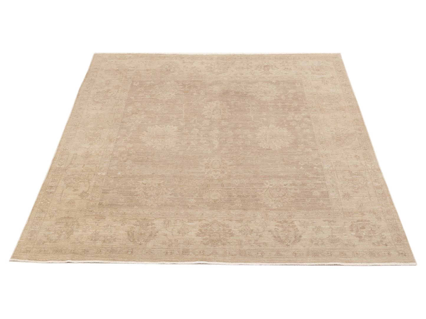 Laila 112487 Brown Ivory 7.9x8.3 Hand Knotted Rug