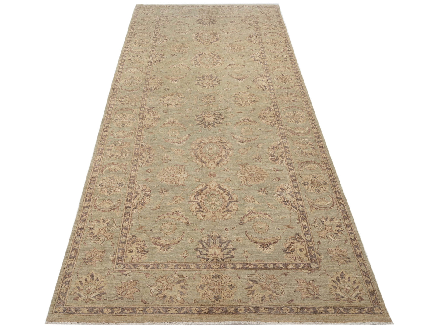 Laila 112530 Green Green 5.10x14.6 Hand Knotted Rug