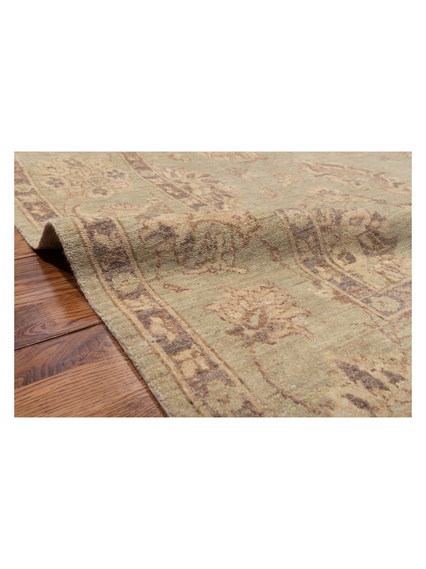 Laila 112530 Green Green 5.10x14.6 Hand Knotted Rug