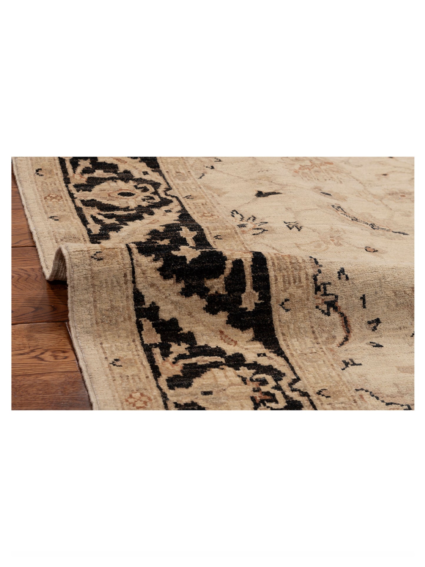 Laila 112593 Ivory Black 5x7.2 Hand Knotted Rug