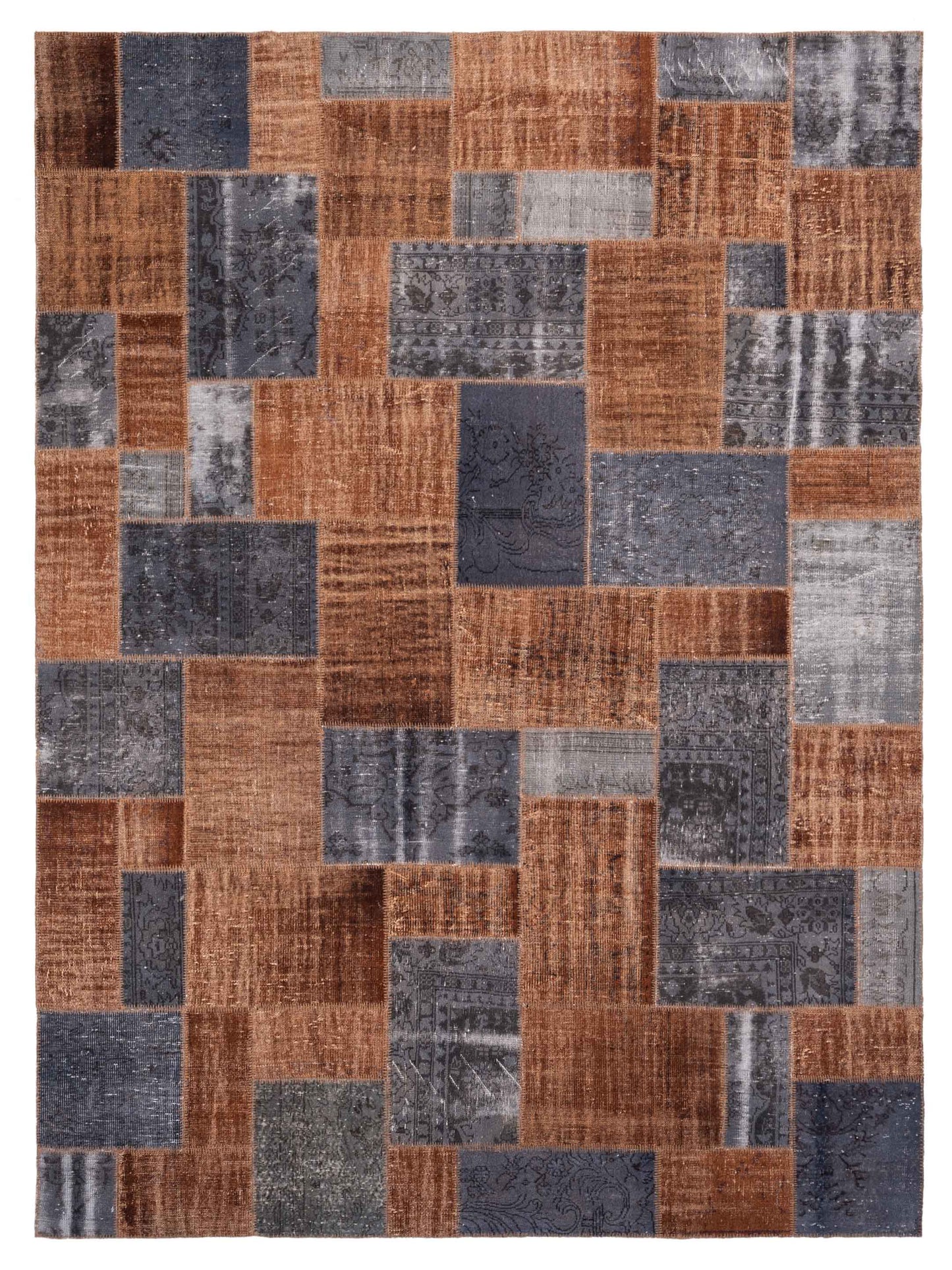 Pasha Turkish Vestige Patchwork Brown Gray Contemporary
