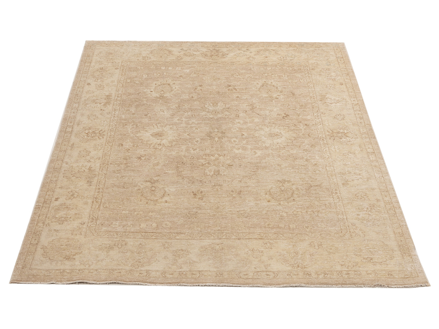 Laila 113121 Brown Ivory 6.7x8 Hand Knotted Rug