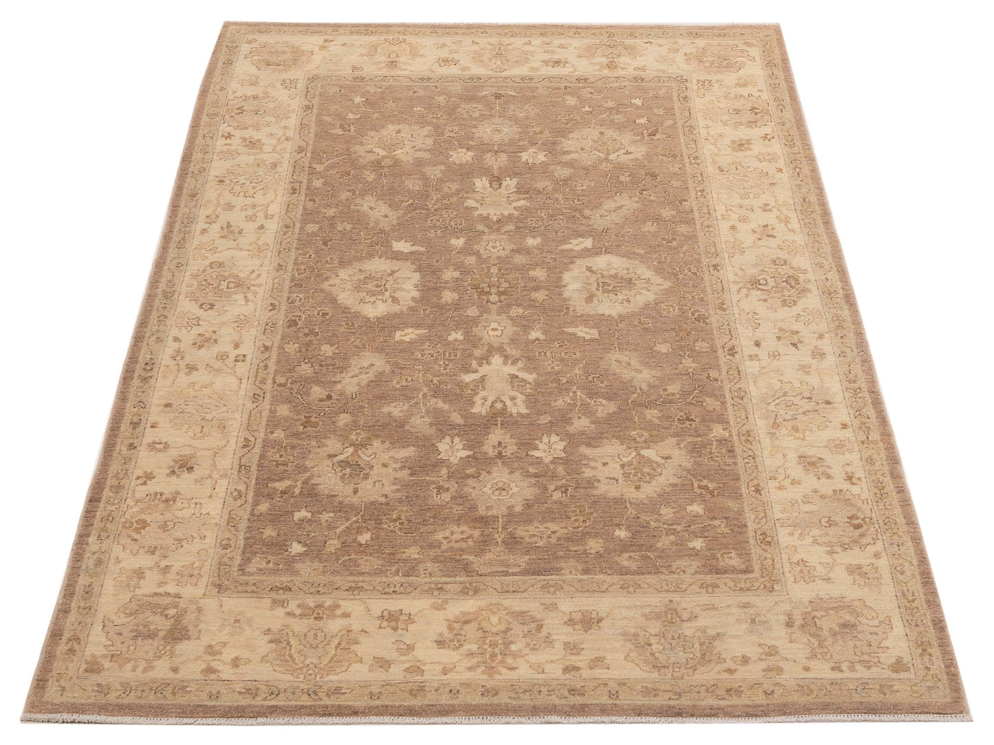 Laila 113128 Light Brown Ivory 5.6x8.10 Hand Knotted Rug