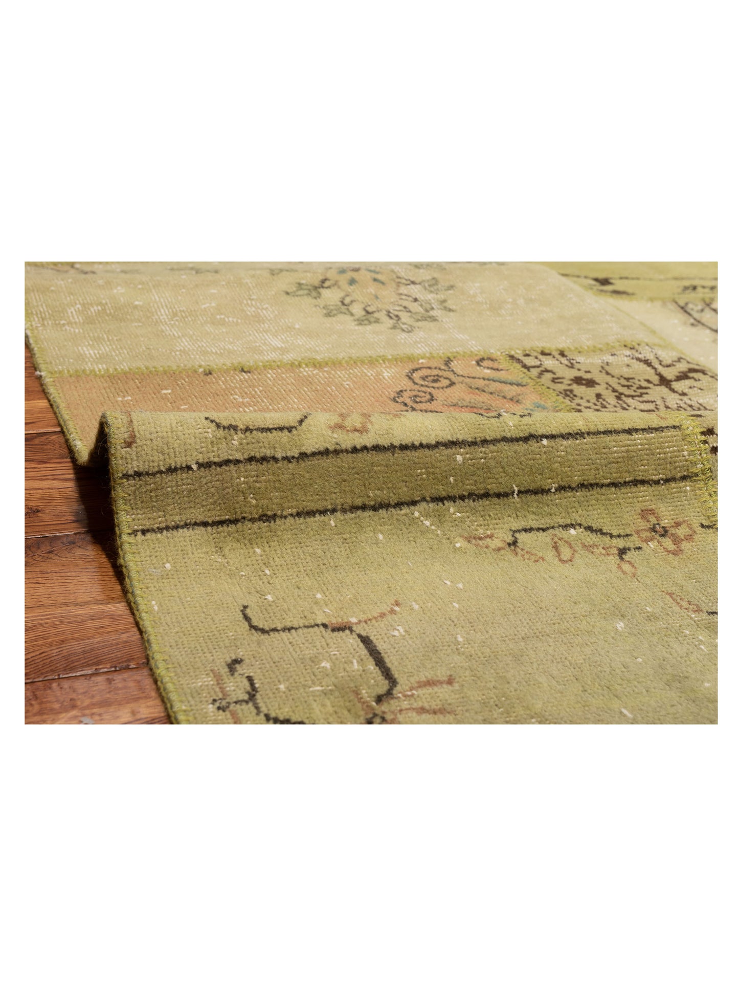 Turkish Vestige Patchwork 113254 Green 9x12 Hand Knotted Rug