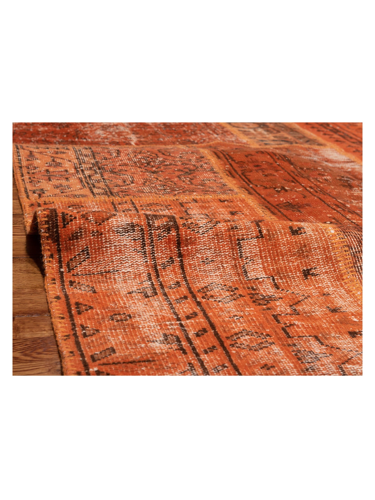 Turkish Vestige Patchwork 113265 Orange 8.2x9.10 Hand Knotted Rug