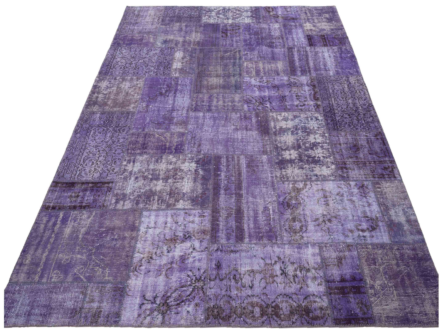 Turkish Vestige Patchwork 113281 Purple 9x12 Hand Knotted Rug