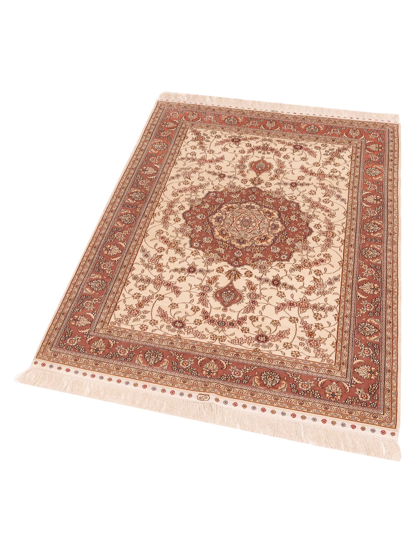 Elegance 113682 Ivory Pink 4x5.11 Hand Knotted Rug
