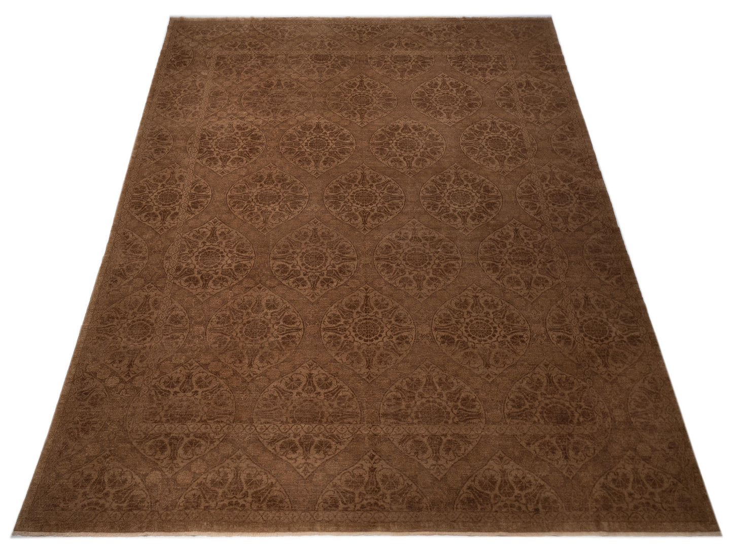 Defne Lotus Brown Dark Brown 14.10x15.8 Hand Knotted Rug