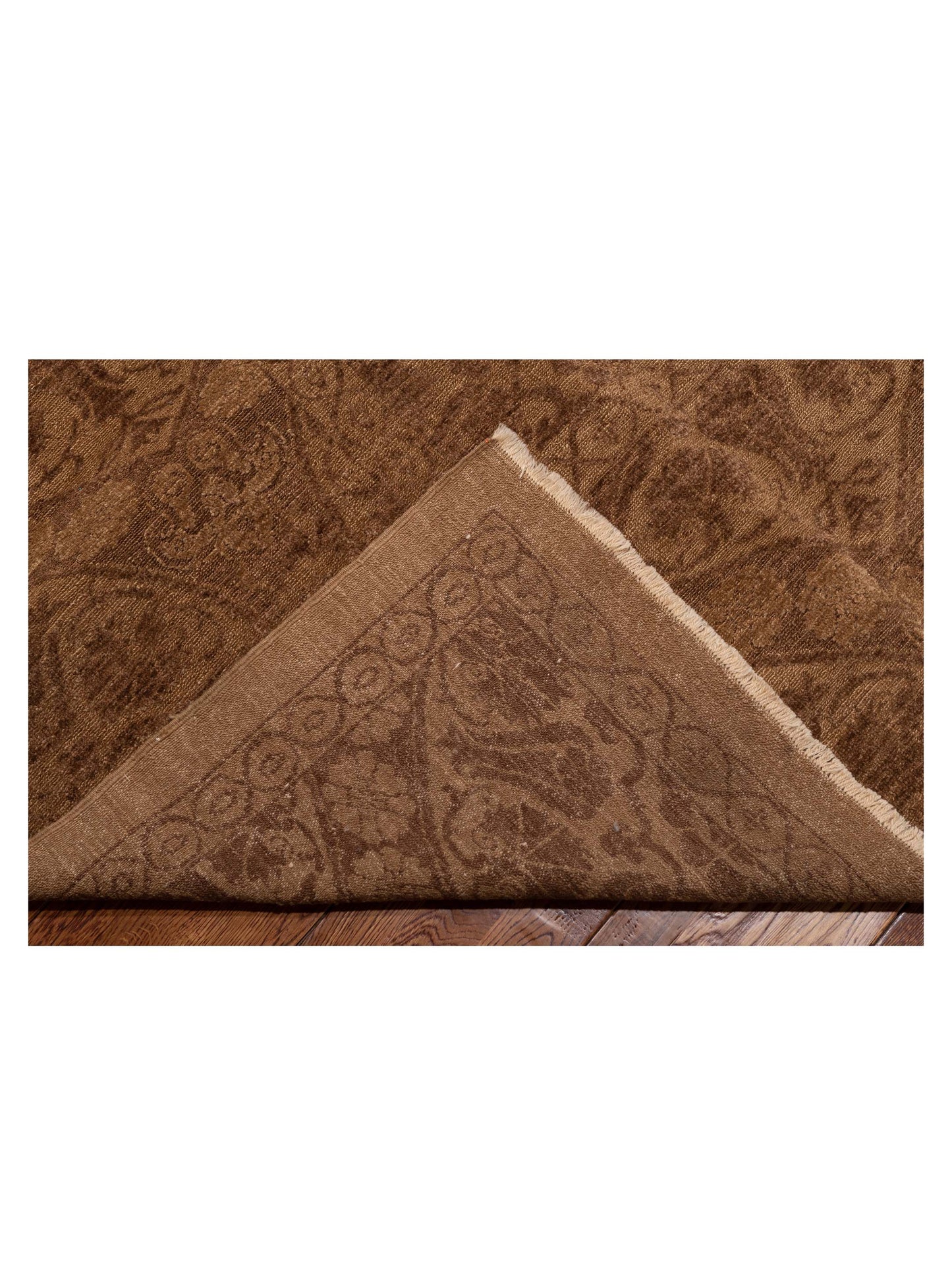 Defne Lotus Brown Dark Brown 14.10x15.8 Hand Knotted Rug