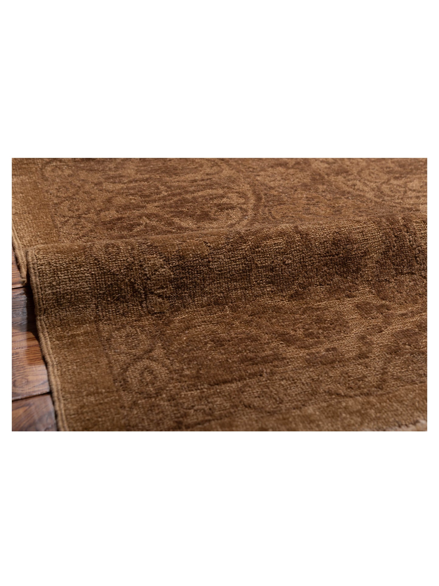 Defne Lotus Brown Dark Brown 14.10x15.8 Hand Knotted Rug