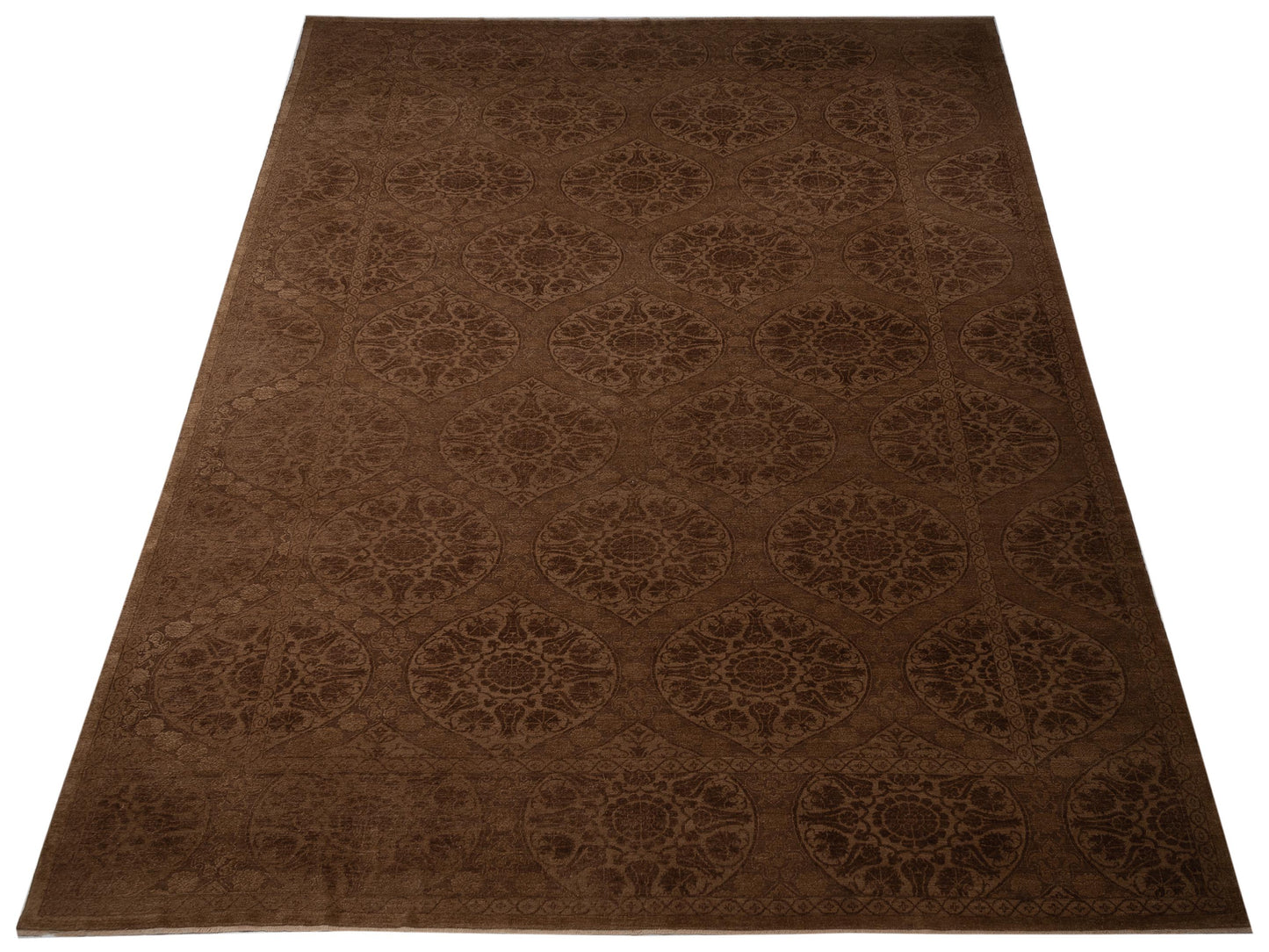 Defne Lotus Brown Dark Brown 12.7x17.9 Hand Knotted Rug