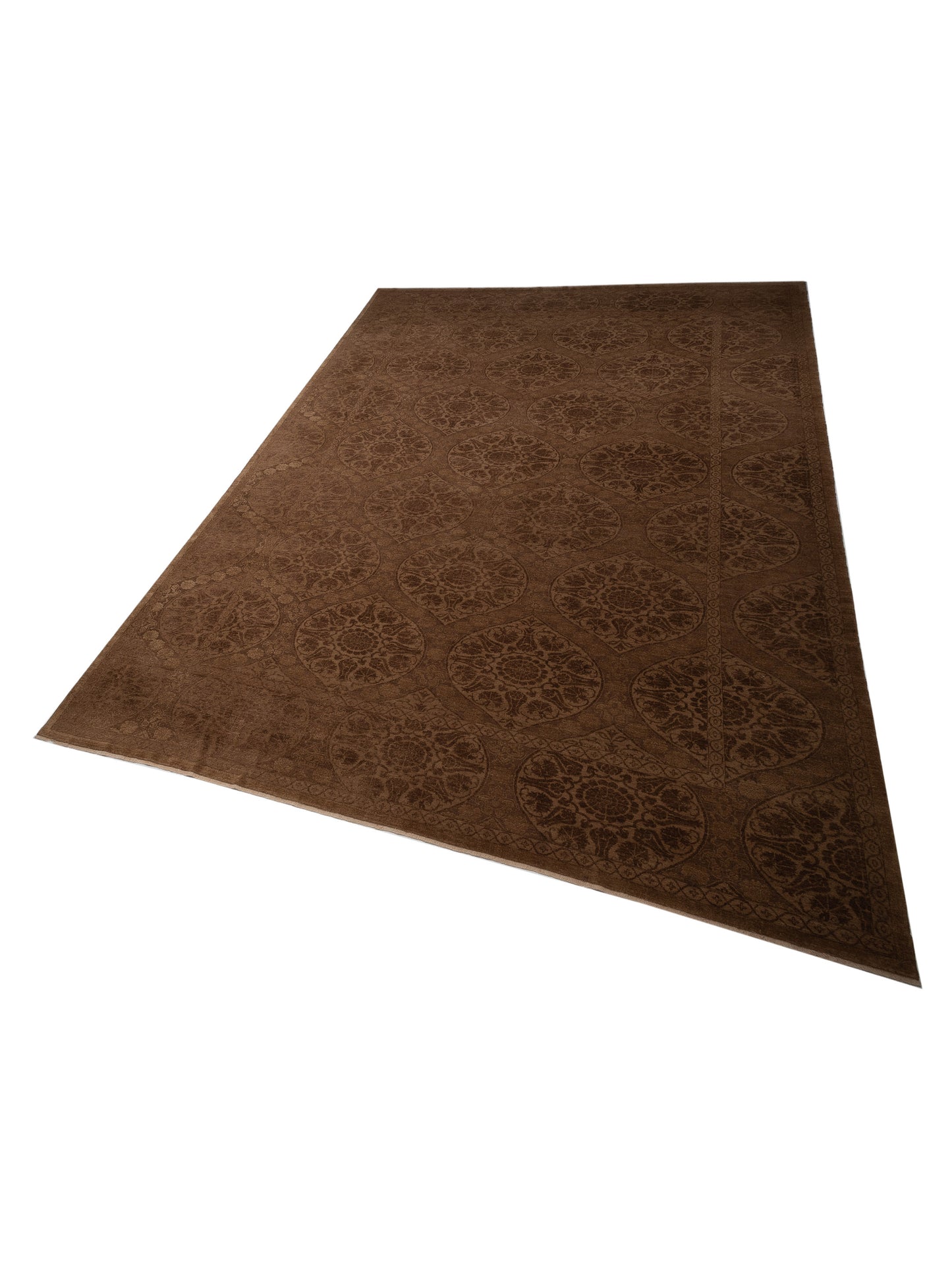 Defne Lotus Brown Dark Brown 12.7x17.9 Hand Knotted Rug