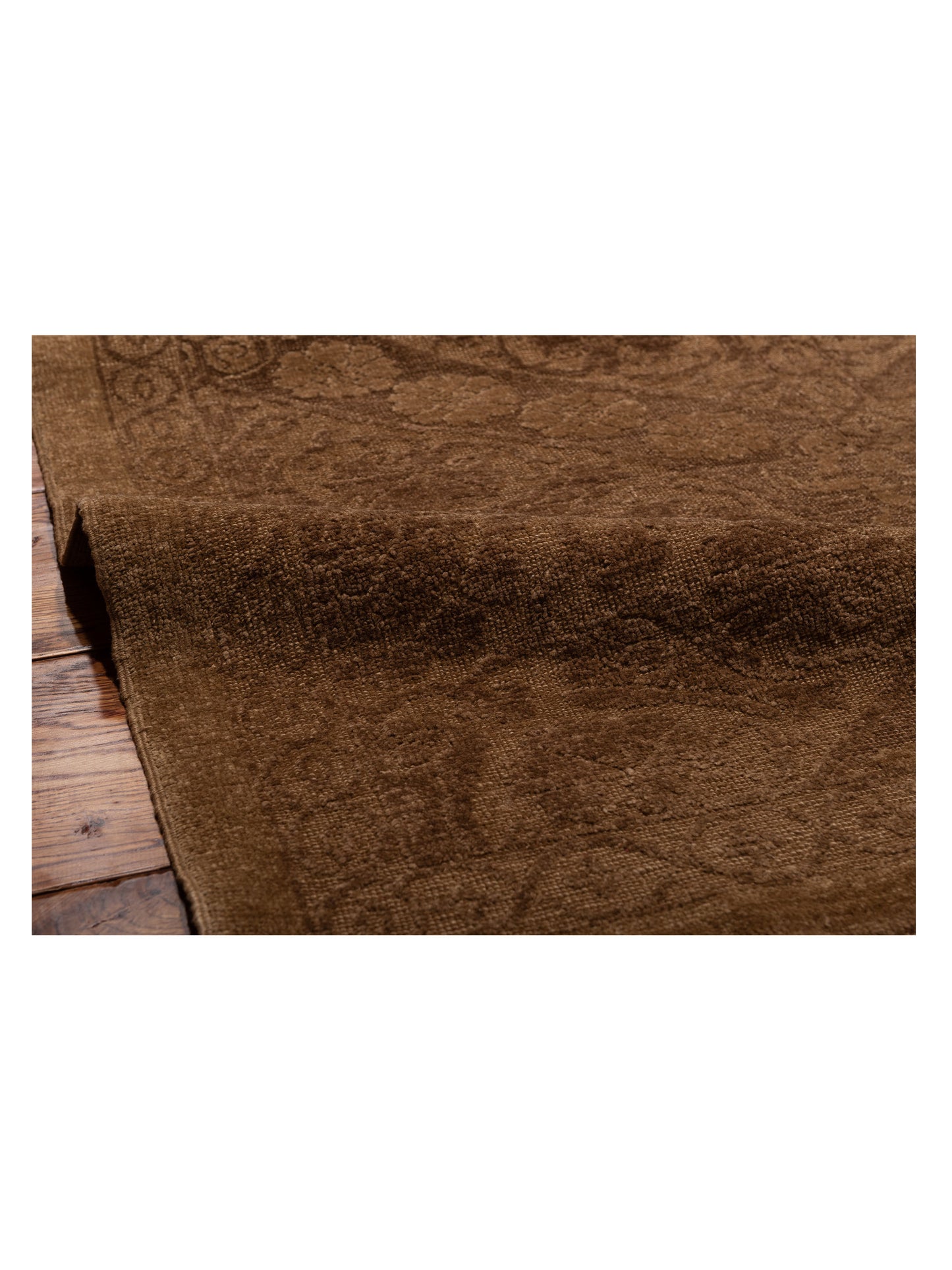 Defne Lotus Brown Dark Brown 12.7x17.9 Hand Knotted Rug