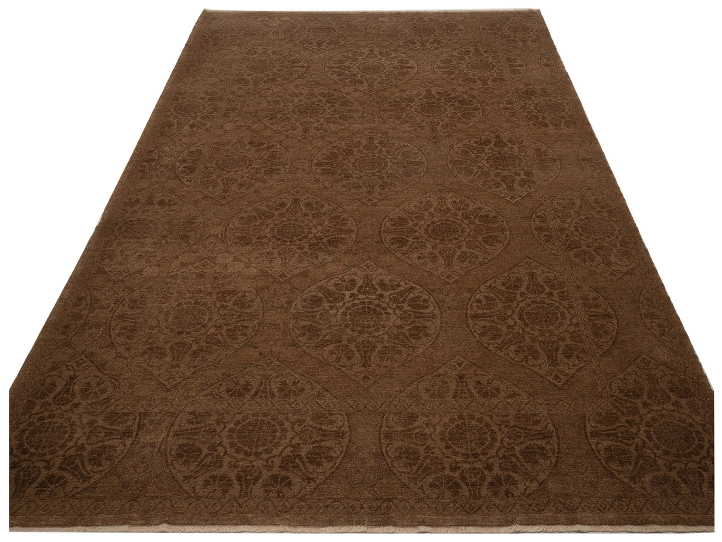 Defne Lotus Brown Dark Brown 10.5x13.7 Hand Knotted Rug