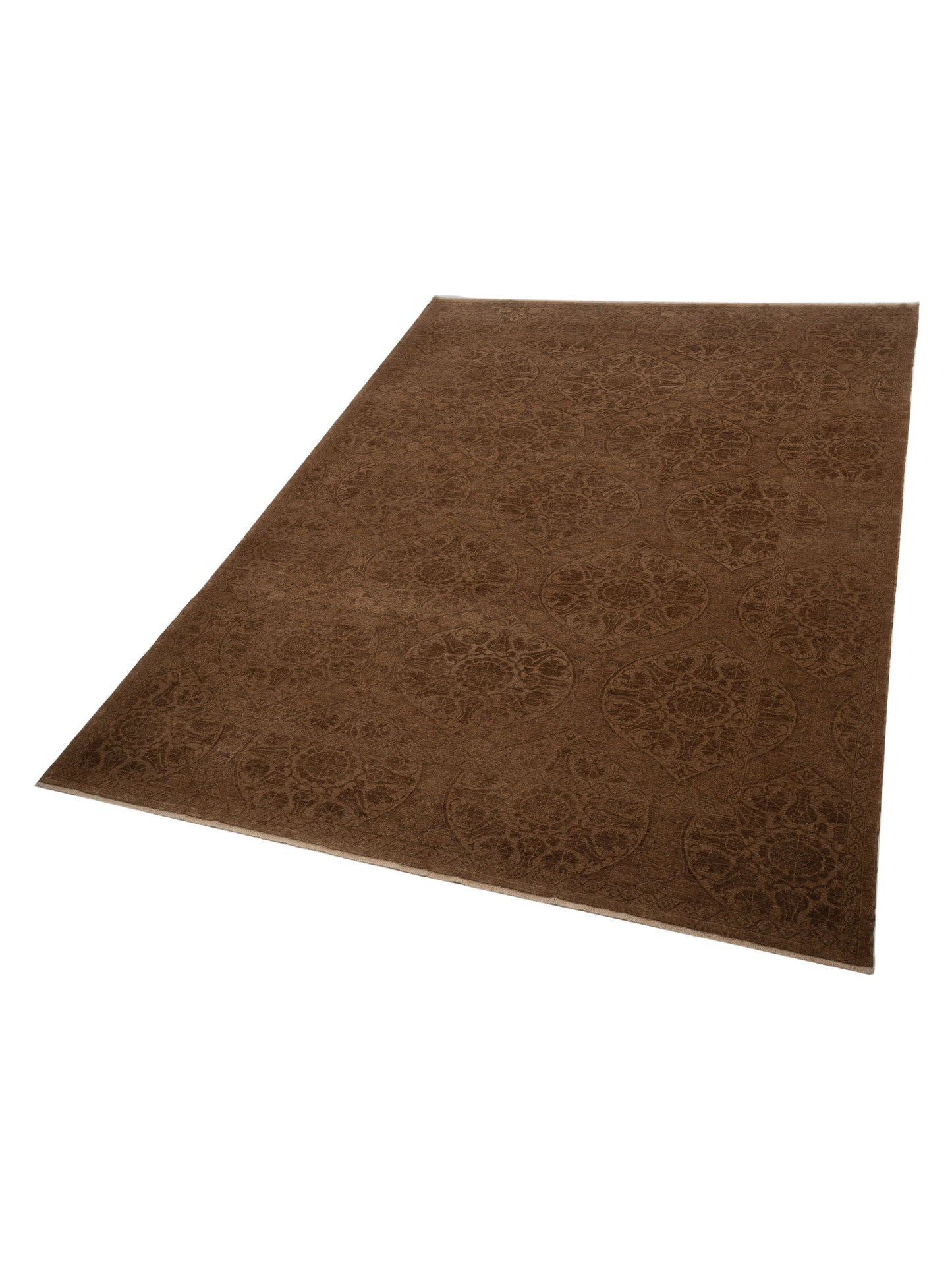 Defne Lotus Brown Dark Brown 10.5x13.7 Hand Knotted Rug