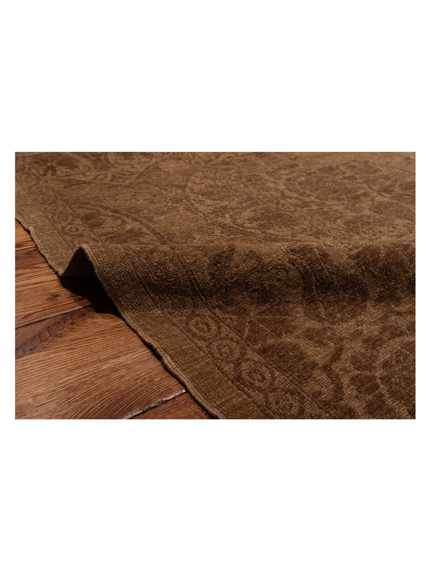 Defne Lotus Brown Dark Brown 10.5x13.7 Hand Knotted Rug