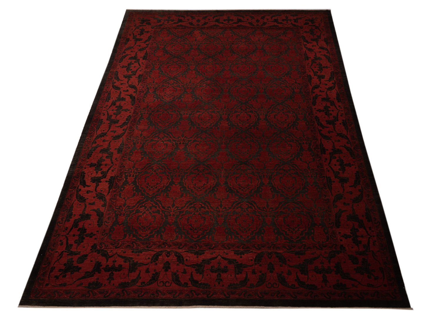 Defne Tulip Charcoal Red 12.7x17.5 Hand Knotted Rug