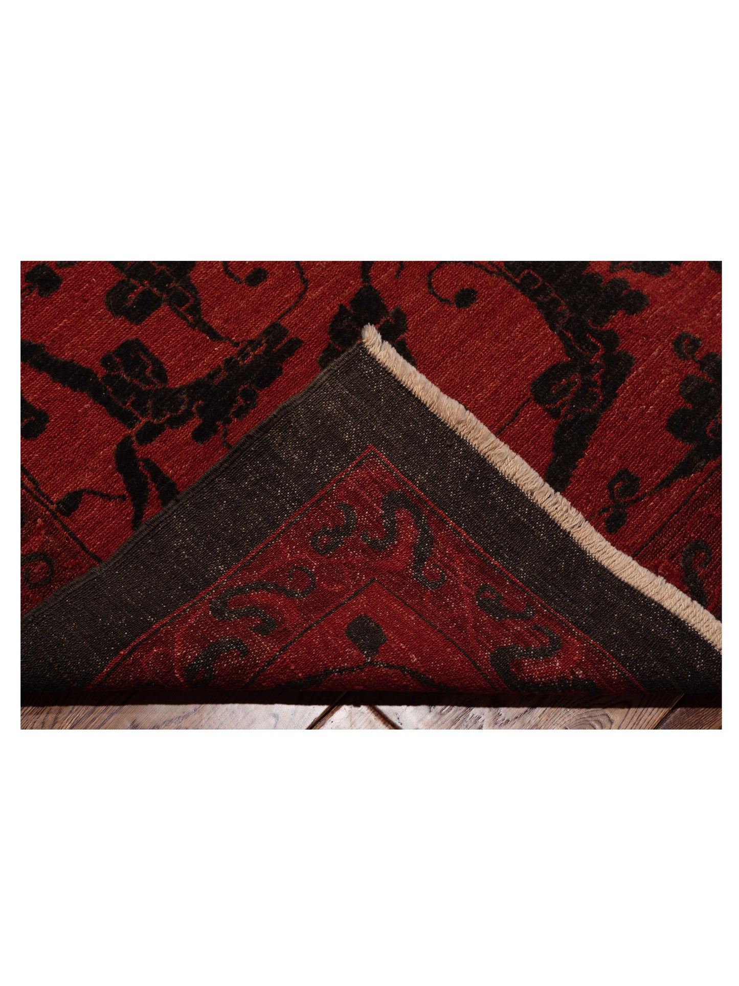 Defne Tulip Charcoal Red 12.7x17.5 Hand Knotted Rug
