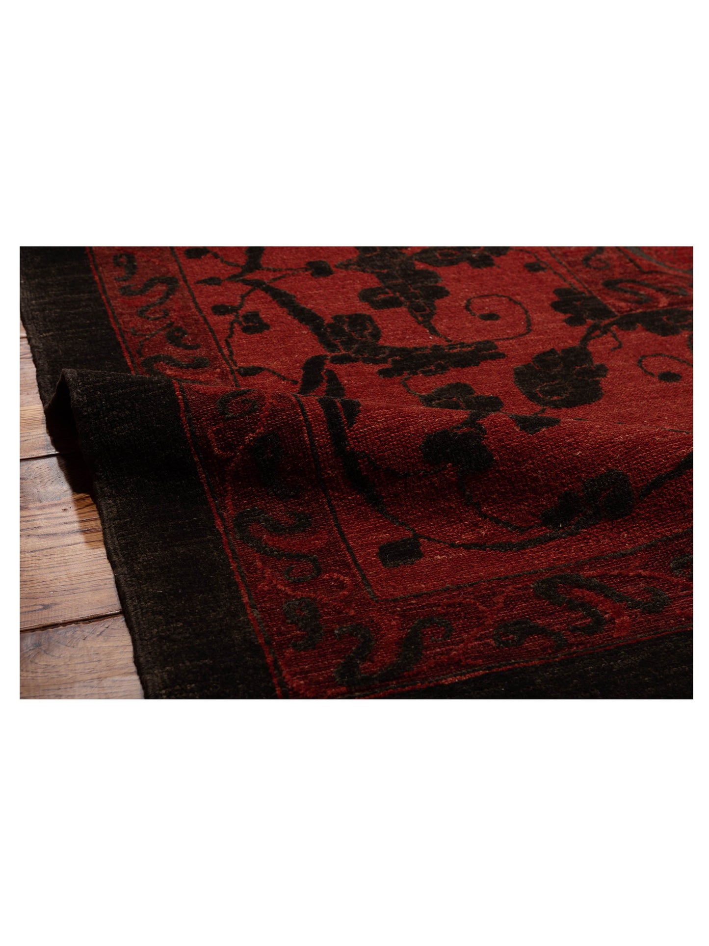 Defne Tulip Charcoal Red 12.7x17.5 Hand Knotted Rug