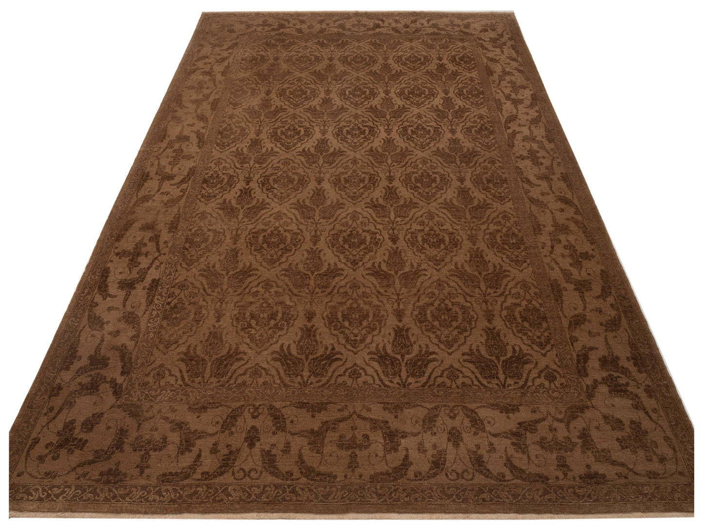 Defne Tulip Brown Dark Brown 10.6x13.6 Hand Knotted Rug